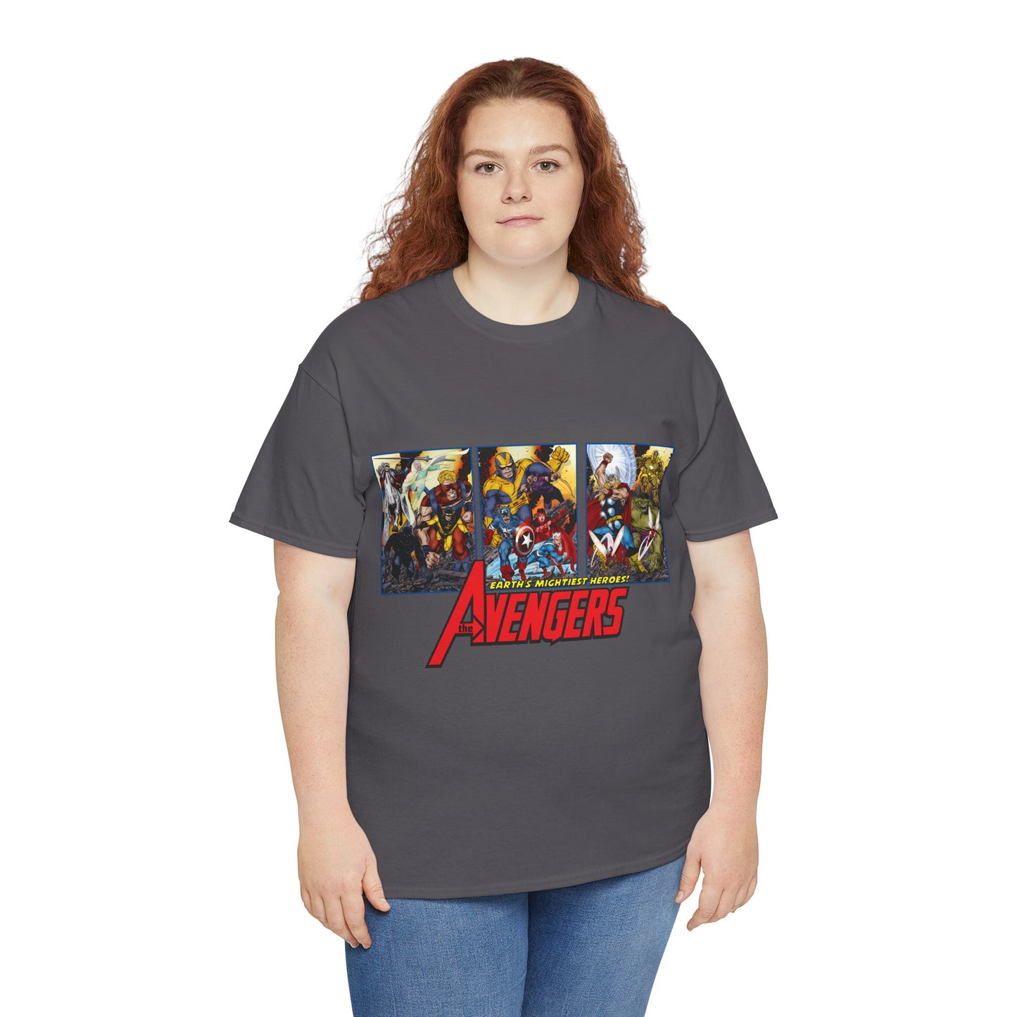 Avengers T-Shirt - John Byrne Art - Thor, Captain America, Iron Man, Hulk, Scarlet Witch, Wasp, Quicksilver, The Black Knight - Marvel Comics