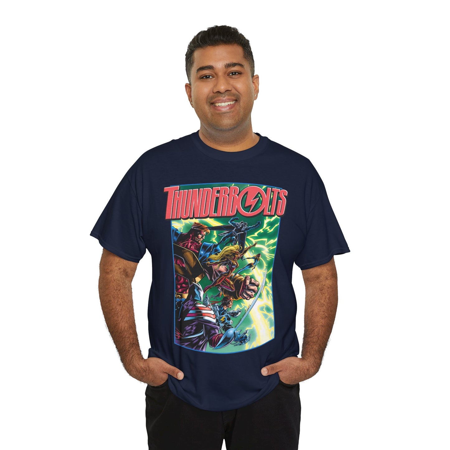 Thunderbolts T-Shirt - Amazing Mark Bagley Art - Citizen V, MACH-1, Atlas, Songbird, Fixer, Techno - Marvel Comics Characters - Avengers Connection