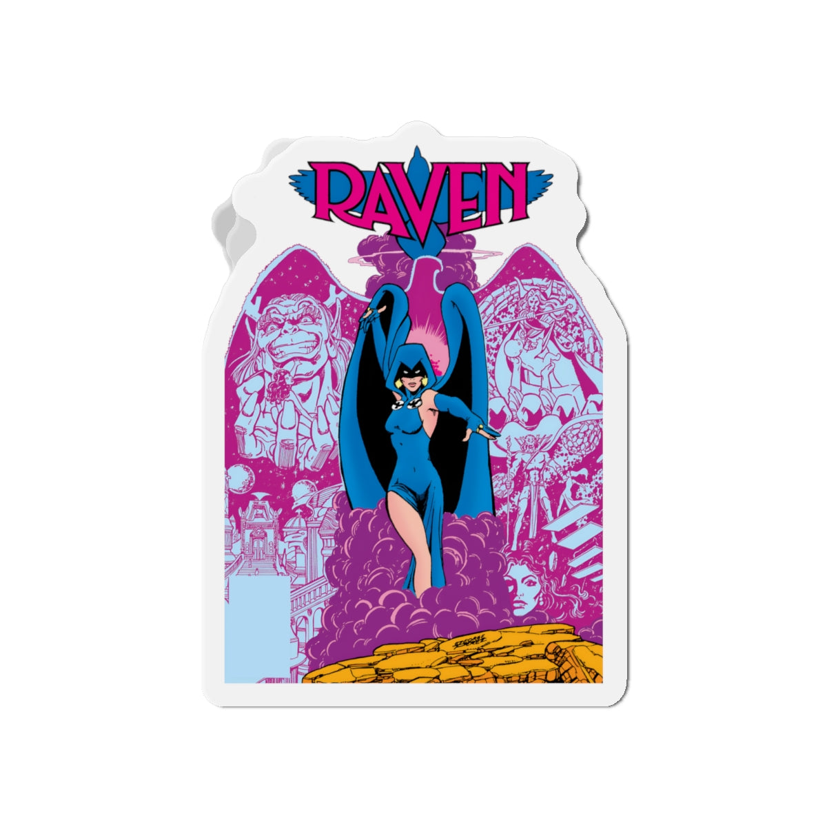 Raven Die-Cut Magnet - George Perez Art - New Teen Titans Member - Daughter of Trigon - Azarath, Arella - DC Comics - 3", 4", 5", 6"