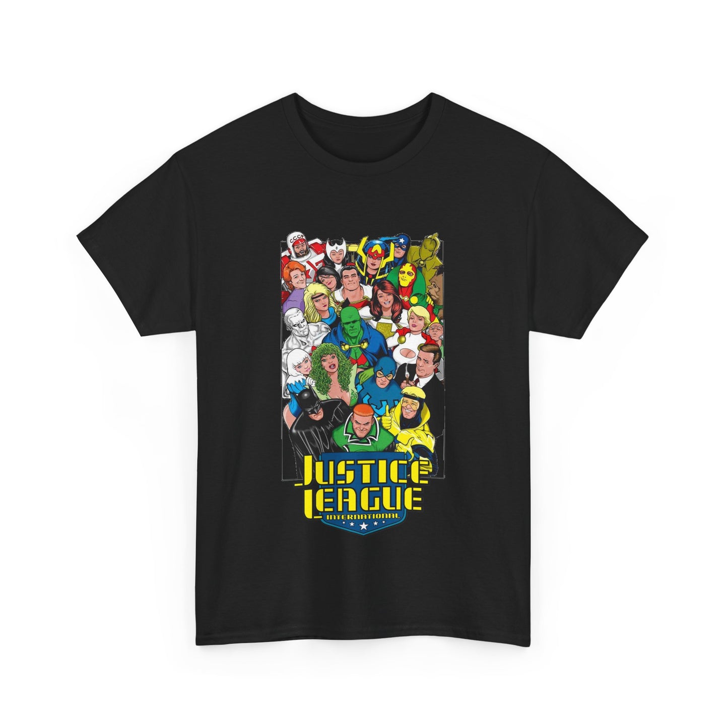 Justice League International T-Shirt - DC Comics - JLI - Kevin Maguire Art - Blue Beetle, Booster Gold, Martian Manhunter, Captain Atom
