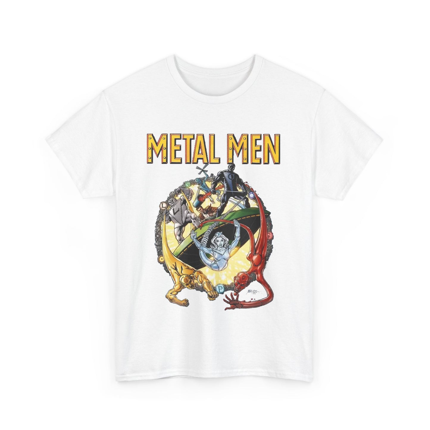 Metal Men T-Shirt - George Perez Art - DC Comics - Classic Silver Age Team - Mercury, Iron, Tin, Gold