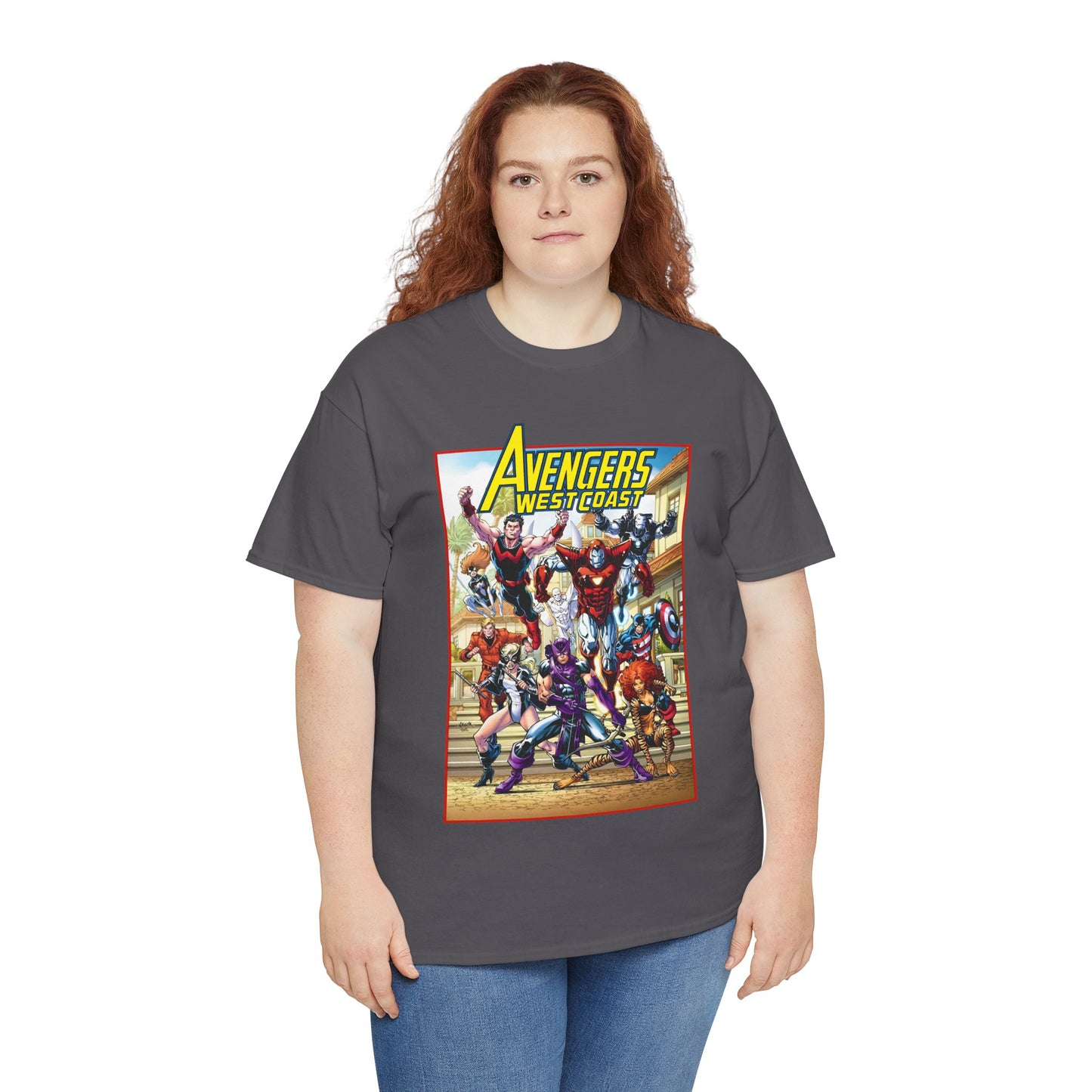 West Coast Avengers T-Shirt - Todd Nauck Art - Hawkeye, Iron Man, Wonder Man, Tigra, Vision - Marvel Comics
