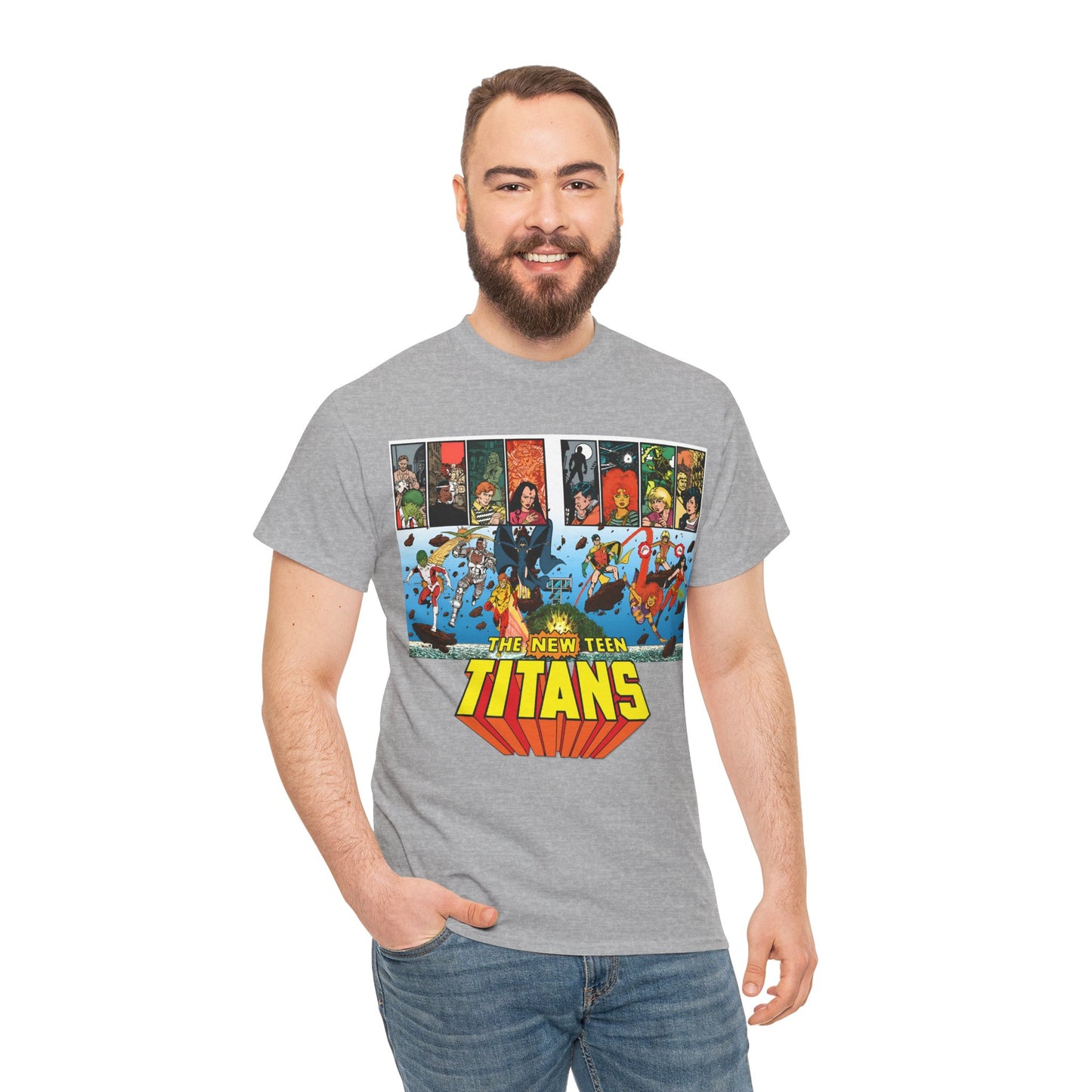 New Teen Titans T-Shirt - George Perez Art - Robin, Wonder Girl, Cyborg, Raven, Starfire, Kid Flash - DC Comics