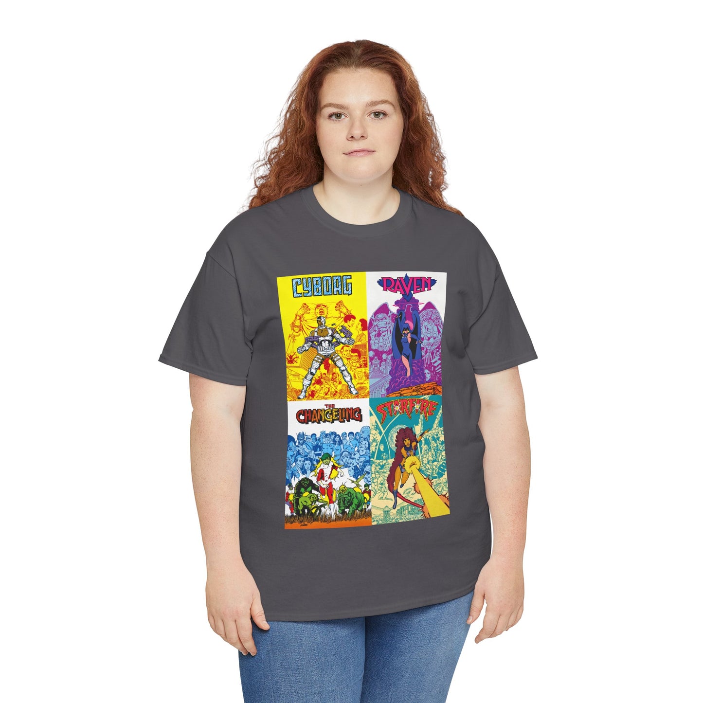 Tales of the New Teen Titans T-Shirt - George Perez Art - Cyborg, Raven, Changeling, Starfire - 1980s Mini-Series Showcasing Their Origins - DC Comics