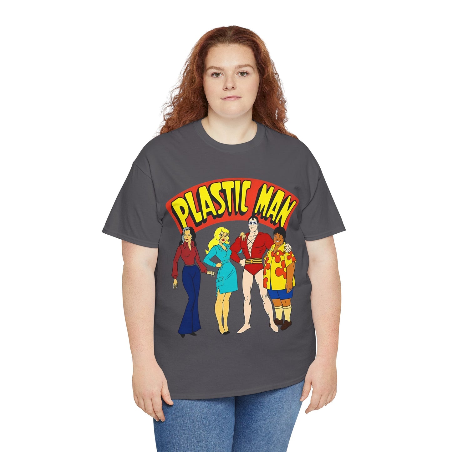 Plastic Man T-Shirt - Penny, Hula-Hula - Ruby-Spears Saturday Morning Cartoon 1980s - DC Comics Character