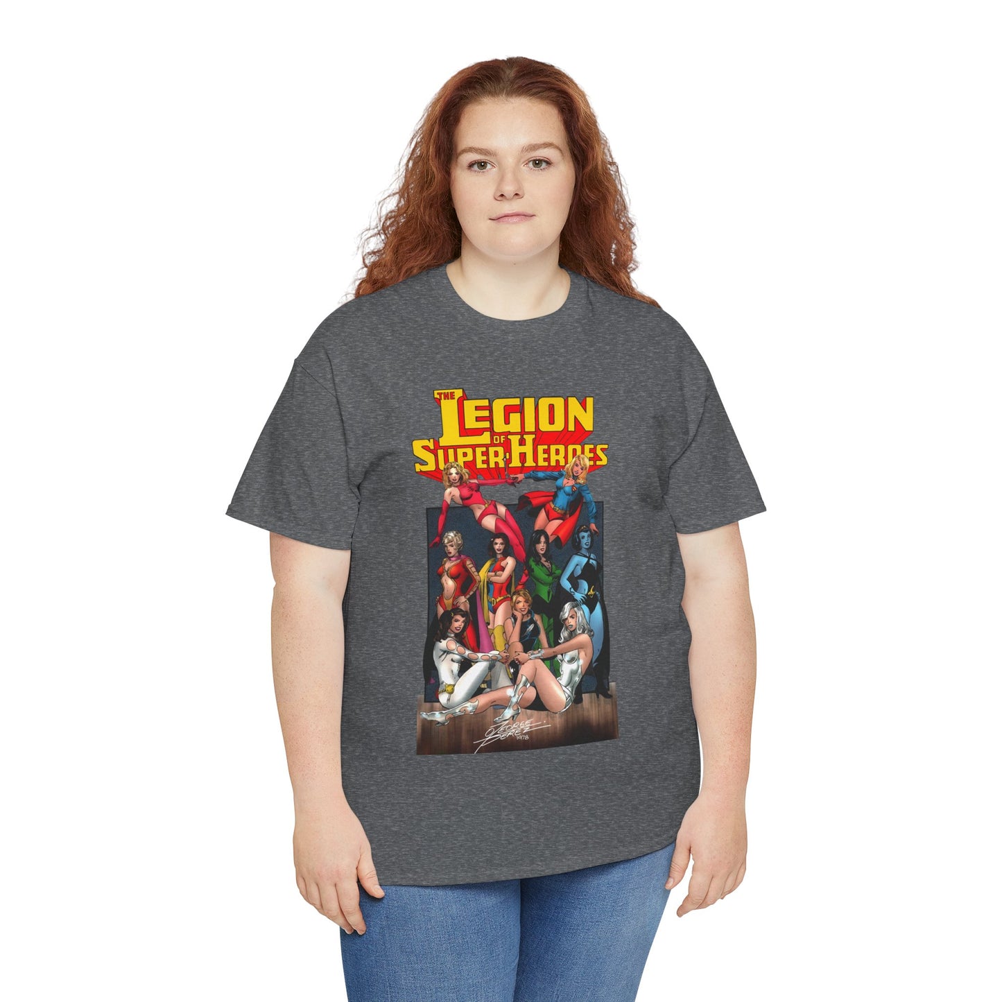 Legion of Super-Heroes T-Shirt - George Perez Art - Saturn Girl, Supergirl, Dream Girl, Shadow Lass, Phantom Girl - The Super Woman of LOSH - DC Comics
