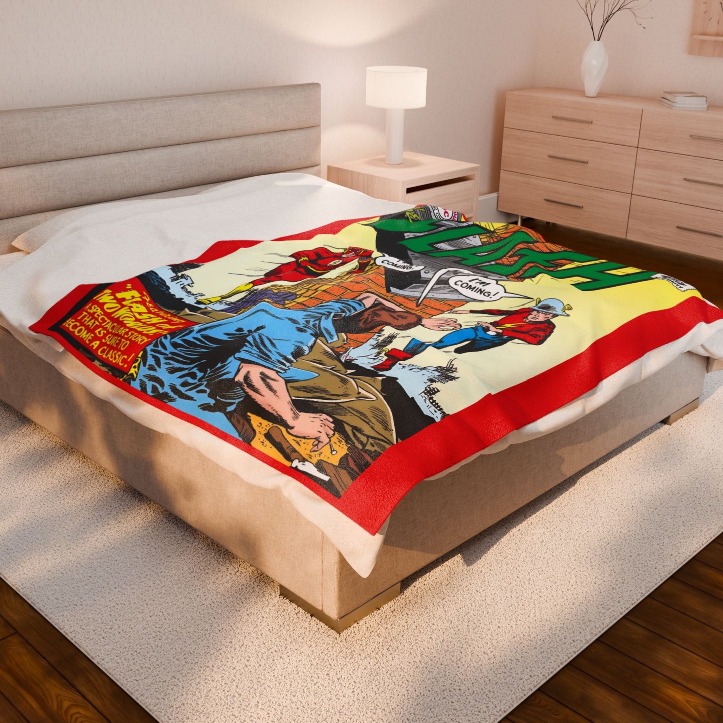 Flash #123 Velveteen Plush Blanket 60x80" - Classic Silver Age Art - Flash of Two Worlds - DC Comics - Crisis