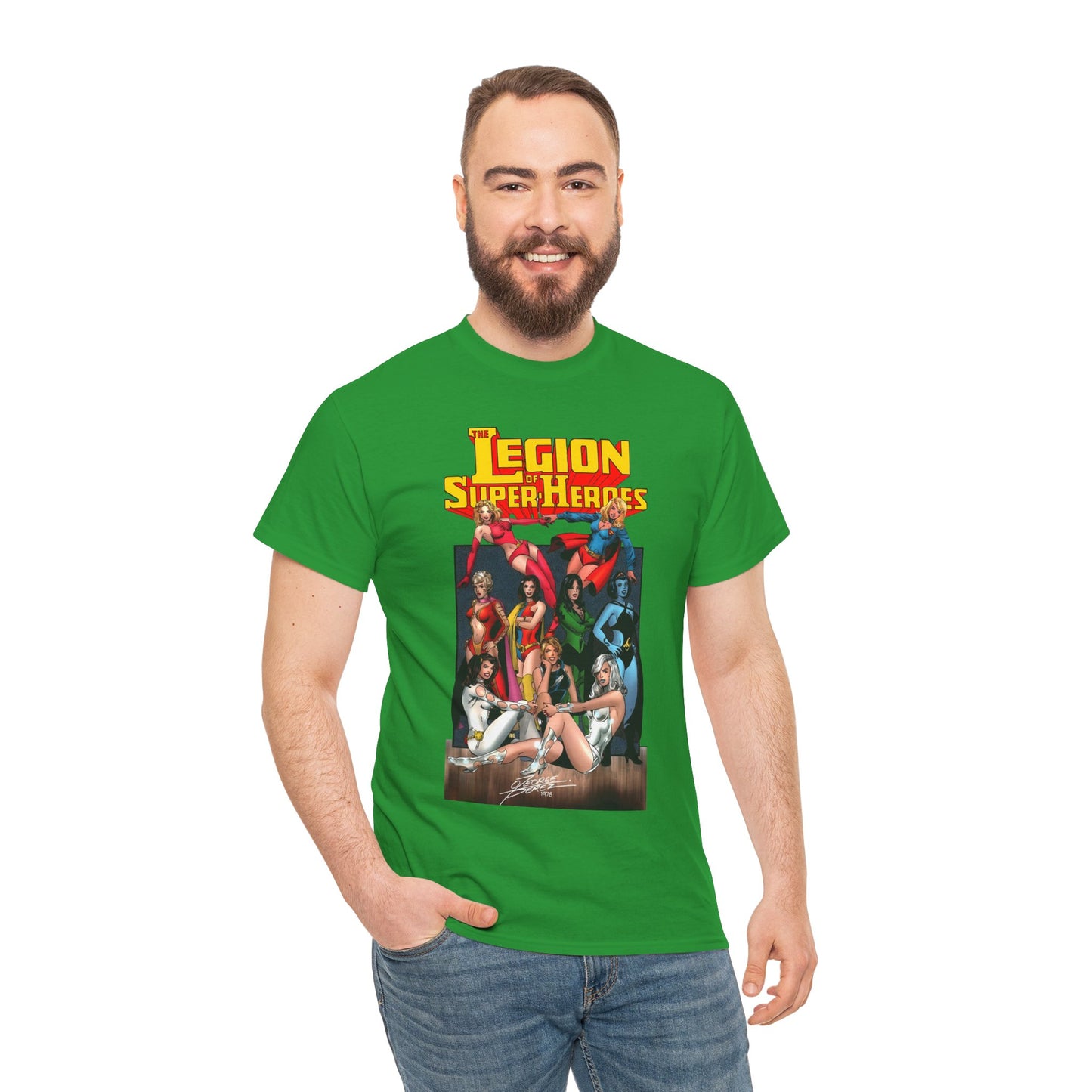 Legion of Super-Heroes T-Shirt - George Perez Art - Saturn Girl, Supergirl, Dream Girl, Shadow Lass, Phantom Girl - The Super Woman of LOSH - DC Comics