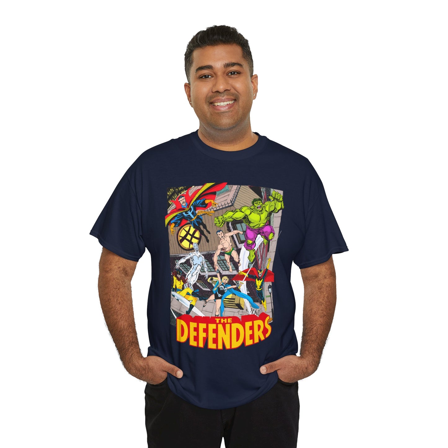 Defenders T-Shirt - John Byrne Art - Marvel Comics - Dr Strange, Nighthawk, Hulk