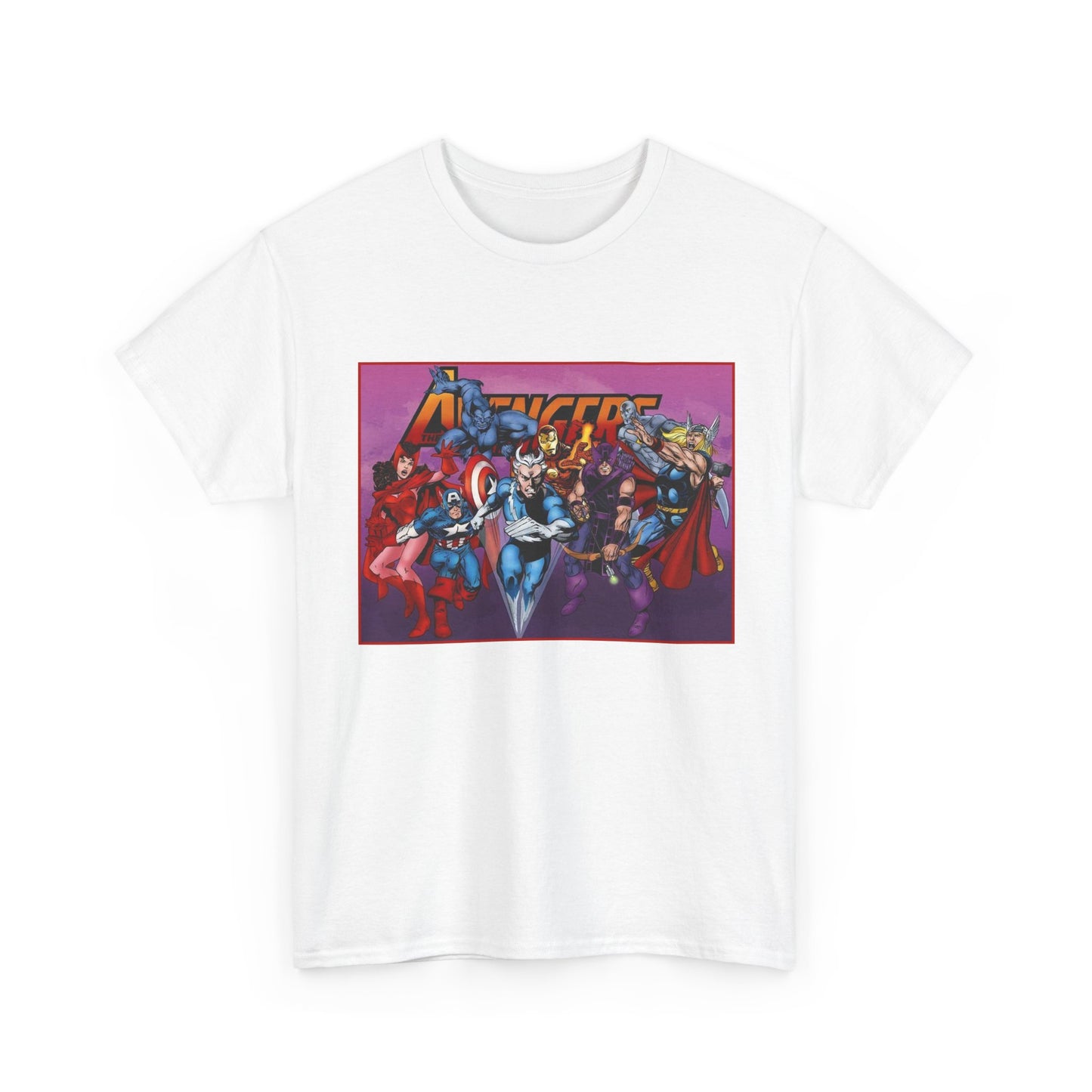 Avengers T-Shirt - John Byrne Art - Captain America, Quicksilver, Scarlet Witch, Beast, Iron Man, Thor, Hawkeye - Marvel Comics