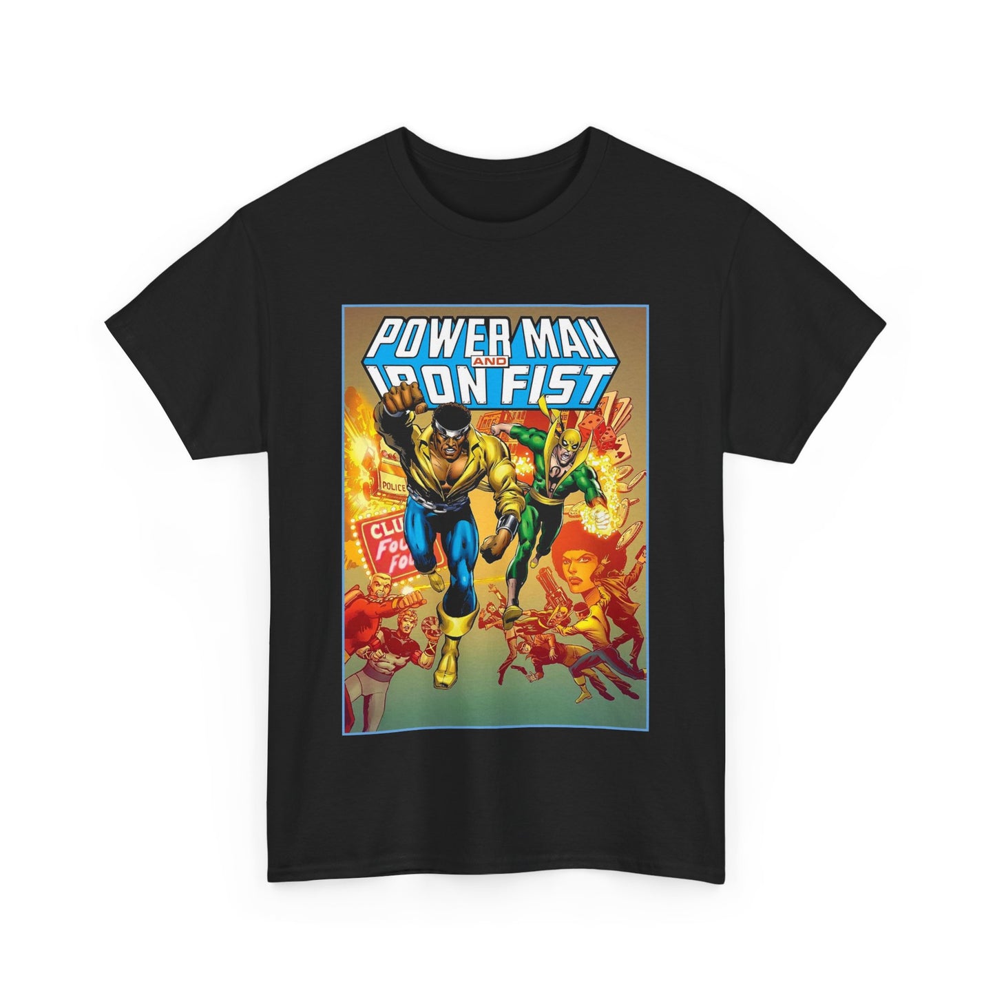 Power Man & Iron Fist T-Shirt - Luke Cage & Danny Rand - Popular Marvel Comics 1970s Series - Heroes for Hire - Great Retro Art