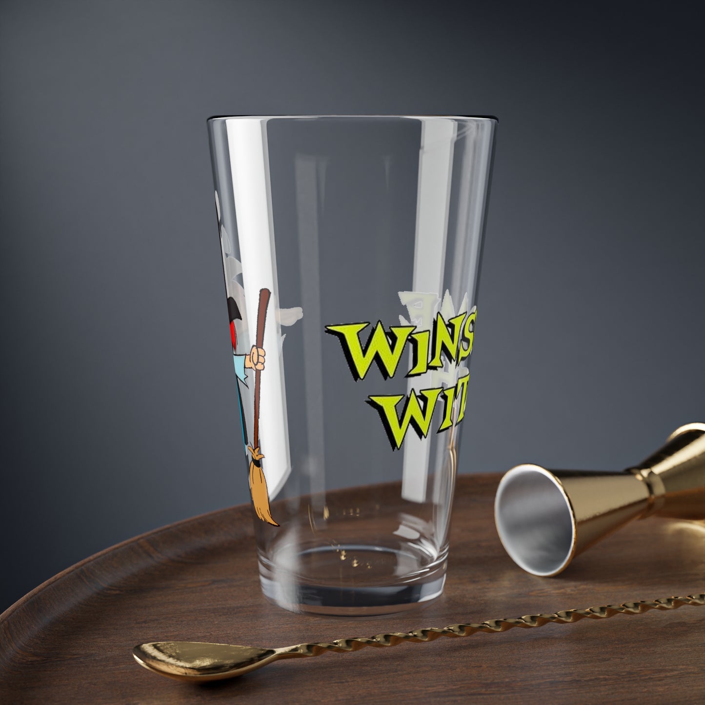 Winsome Witch Pint Glass, 16oz - Popular Hanna-Barbera Cartoon 1960s TV - Winnie - Fairy Godmother Drop-Out - Ippity-Pippity-Pow