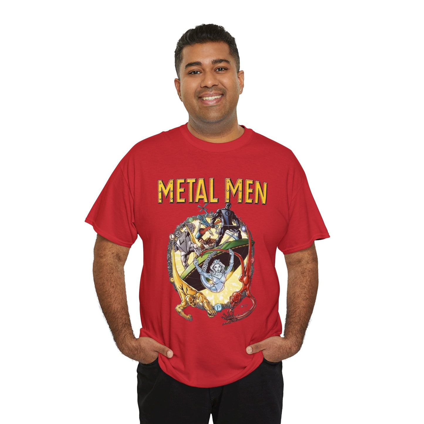 Metal Men T-Shirt - George Perez Art - DC Comics - Classic Silver Age Team - Mercury, Iron, Tin, Gold