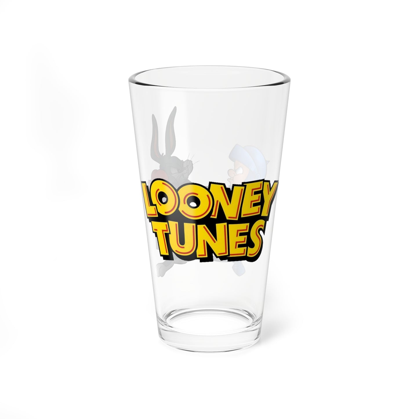 Bugs Bunny & Elmer Fudd Pint Glass, 16oz - Popular Looney Tunes Cartoon Art - King Arthur's Court - Medieval Knights Theme - WB