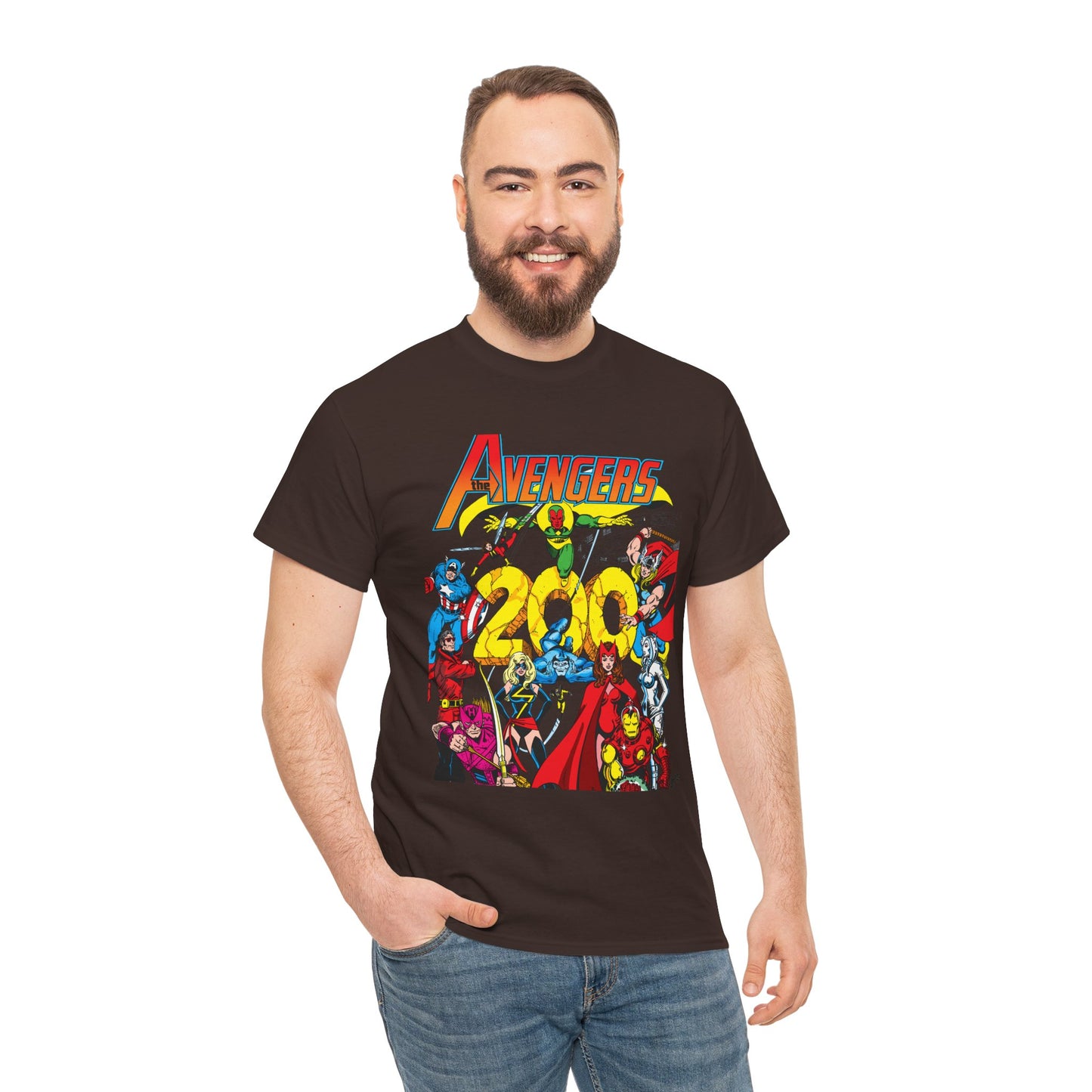 Avengers T-Shirt - George Perez Art - #200 Cover - Thor, Scarlet Witch, Iron Man, Vision, Hawkeye, Beast, Jocasta, Wasp, Captain America, Wonder Man