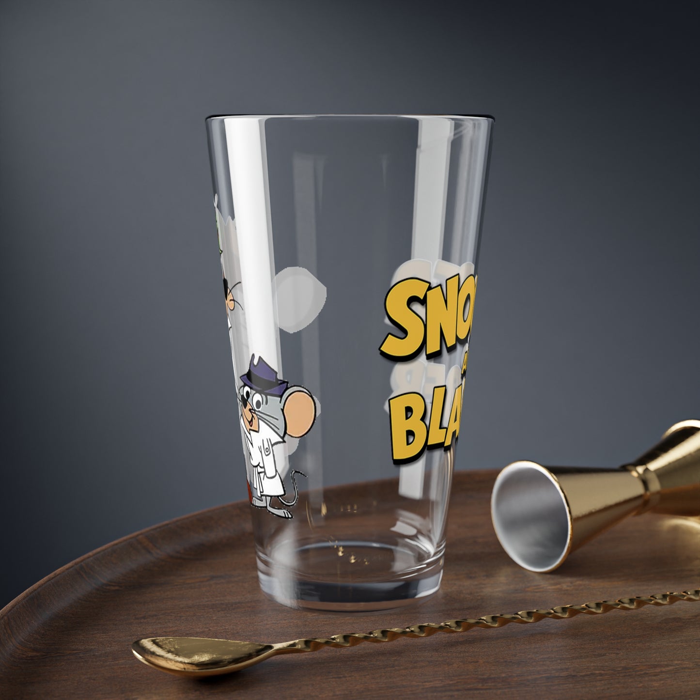 Snooper & Blabber Pint Glass, 16oz - Hanna-Barbera Cartoon 1960s TV - Cat & Mouse Detectives - Super Snooper Detective Agency - Animated Classic