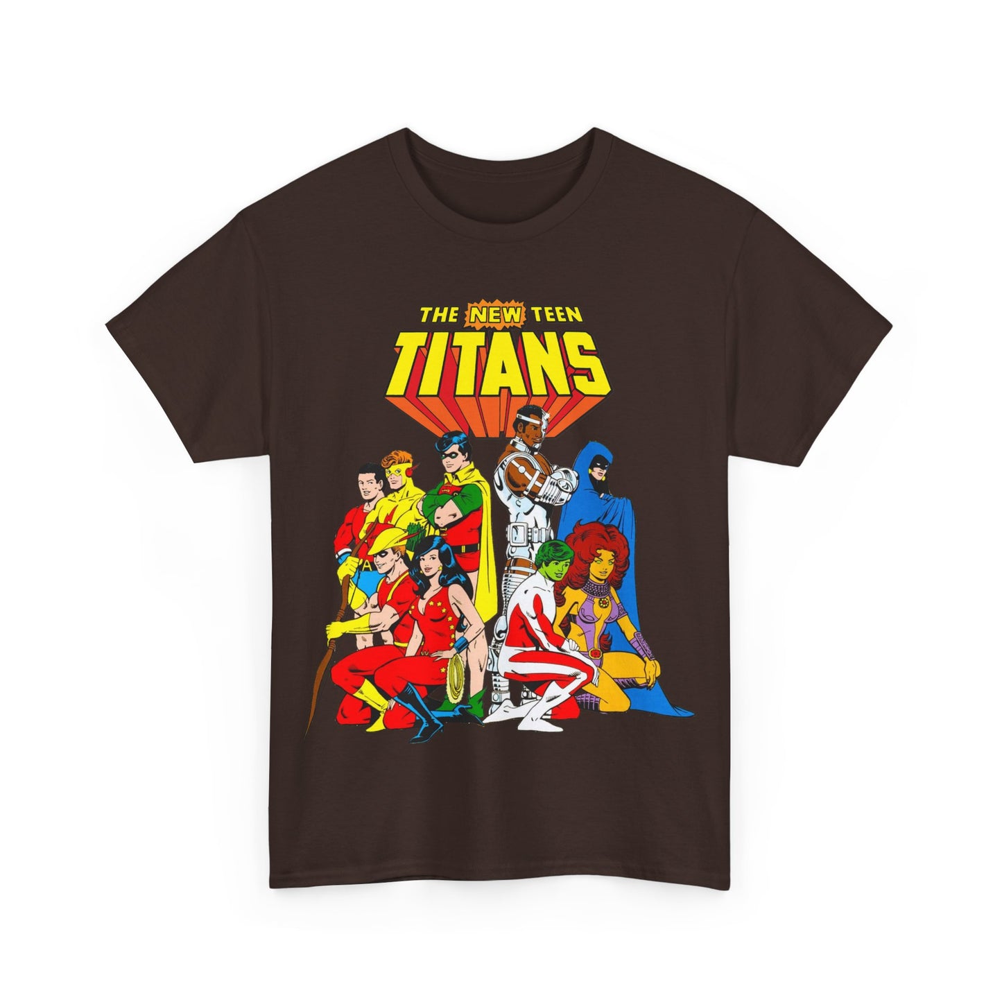 New Teen Titans T-Shirt - George Perez Art - Robin, Wonder Girl, Starfire, Raven, Cyborg, Speedy, Aqualad - DC Comics