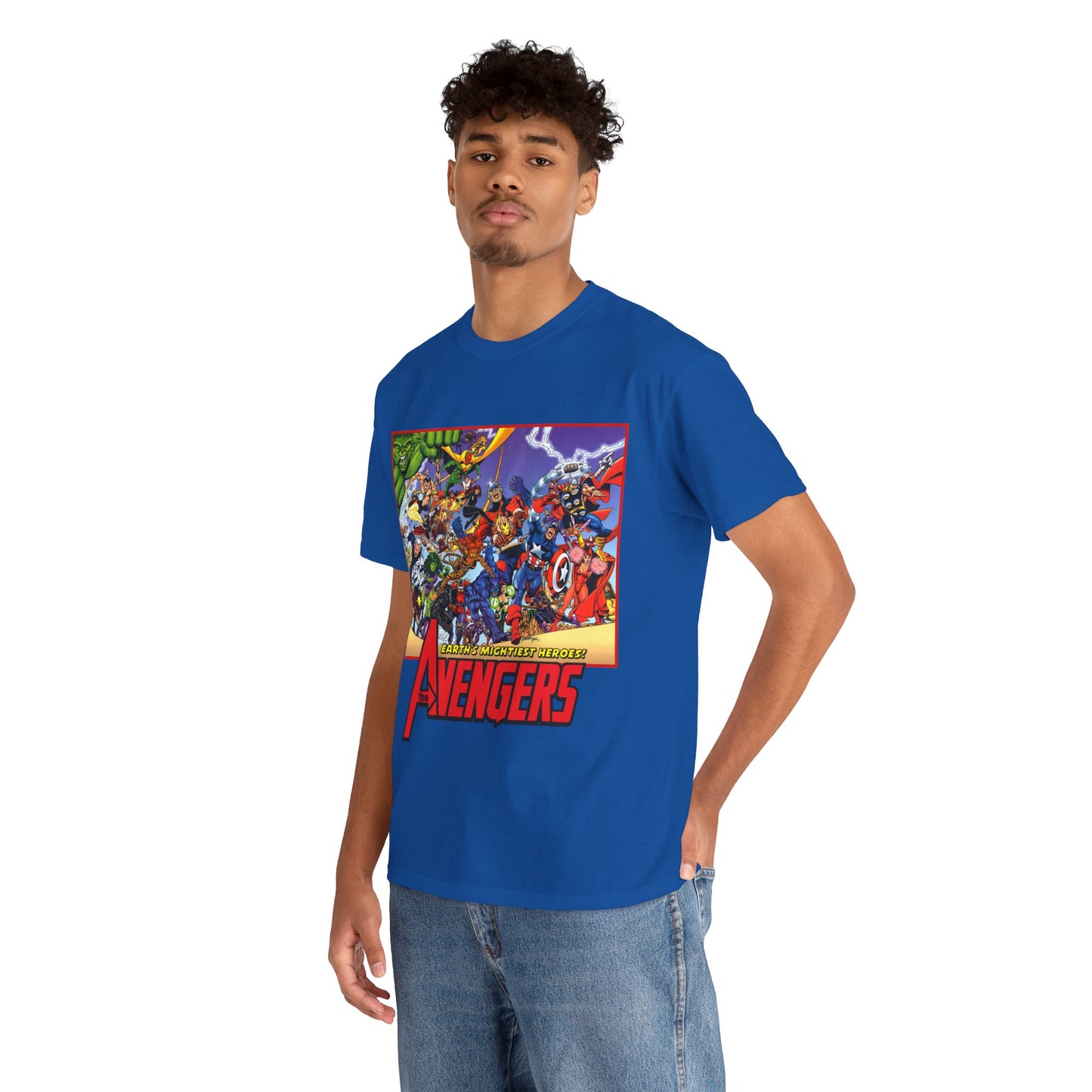Avengers T-Shirt - George Perez Art - Marvel Comics - Captain America, Iron Man, Thor, She-Hulk, Hawkeye, Vision, Quicksilver - Classic Cover