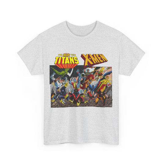 Uncanny X-Men Vs New Teen Titans T-Shirt - Amazing John Byrne Art - DC Comics, Marvel Comics Crossover - Wolverine, Starfire, Cyclops, Storm, Raven, Wonder Girl