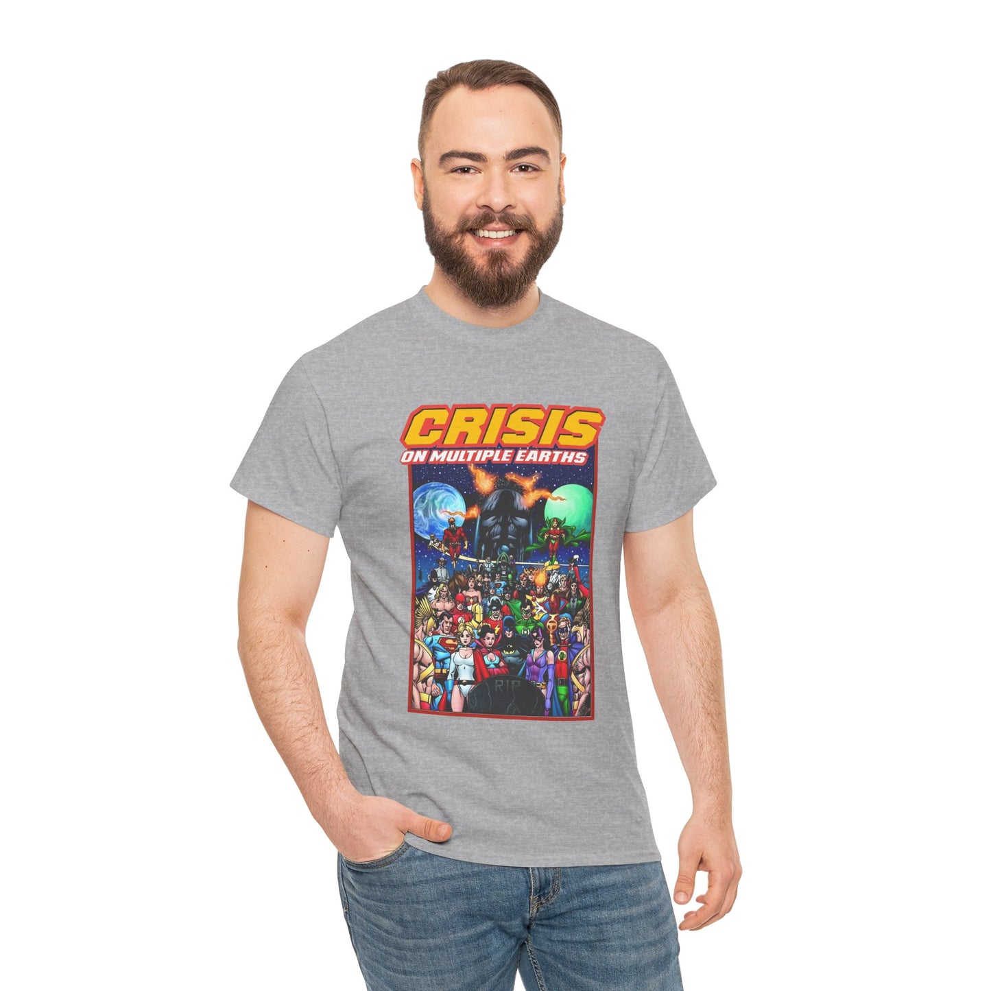 Crisis on Multiple Earths T-Shirt - George Perez Art - JSA & JLA Team-ups - Superman, Batman, Zatanna, Huntress, Power Girl, Hawkman, New Gods, Darkseid - DC Comics