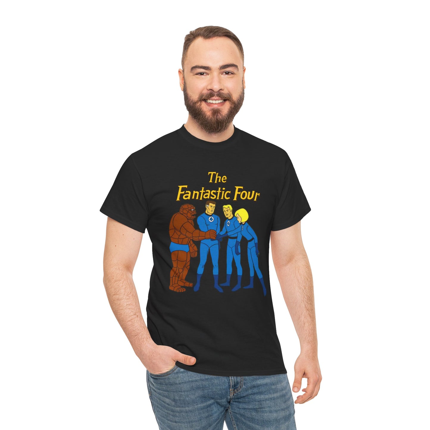 Fantastic Four T-Shirt - Hanna-Barbera 1960s Cartoon - Human Torch, The Thing, Invisible Woman - Marvel Comics