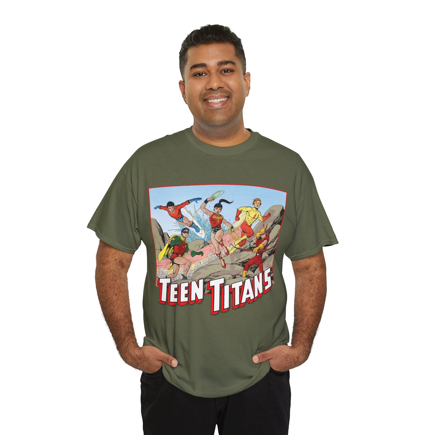 Teen Titans T-Shirt - Tom Grummett Art - Robin, Wonder Girl, Kid Flash, Speedy, Aqualad - DC Comics