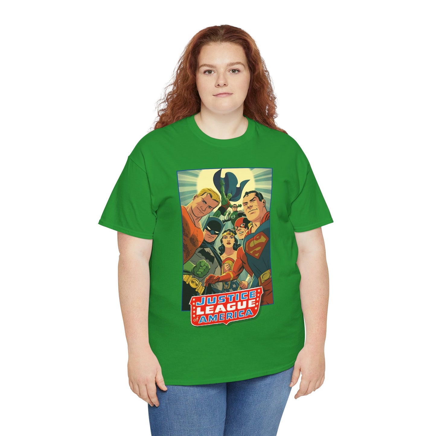 Justice League of America T-Shirt - Michael Cho Art - Superman, Flash, Wonder Woman, Green Lantern, Batman, Martian Manhunter - Silver Age Team - DC Comics