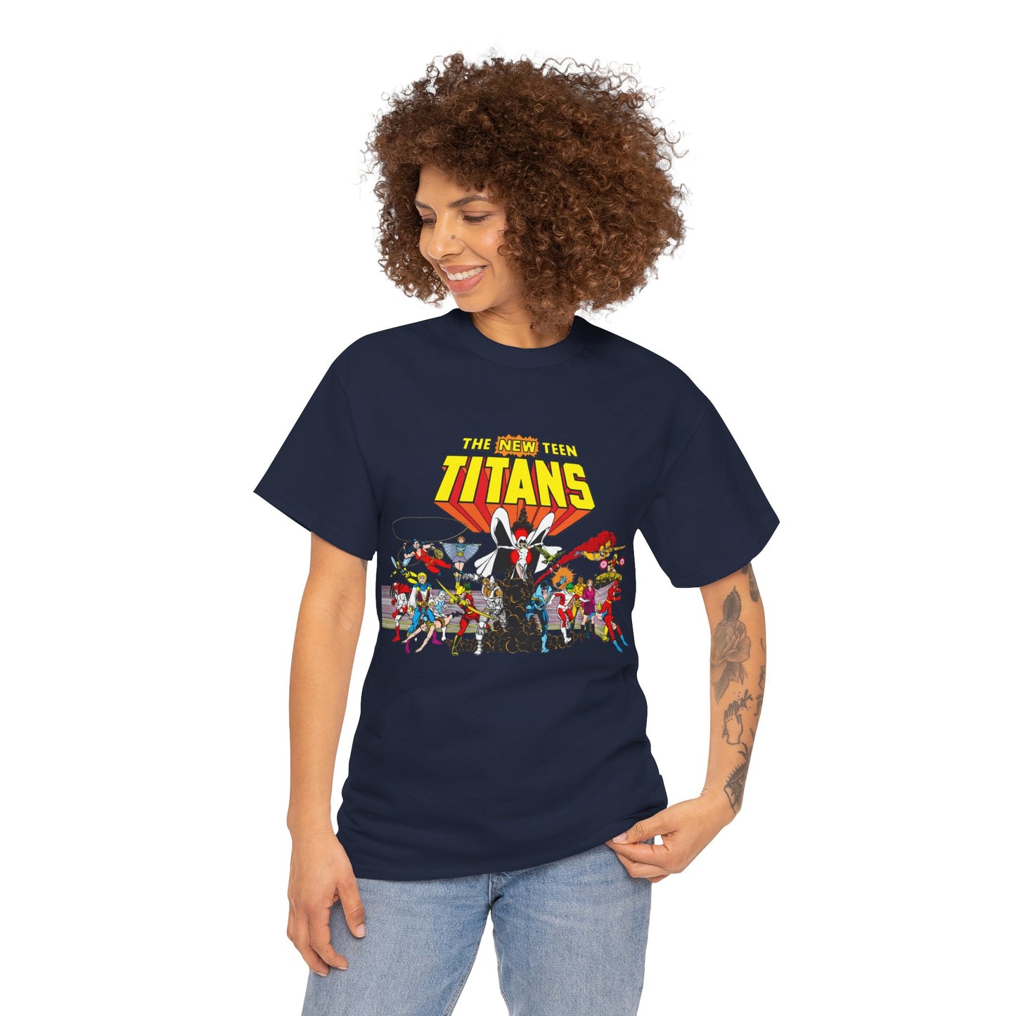 New Teen Titans T-Shirt - George Perez Art - Nightwing, Starfire, Cyborg, Speedy, Bumblebee, Hawk, Dove, Speedy, Wonder Girl, Terra, Lilith - DC Comics