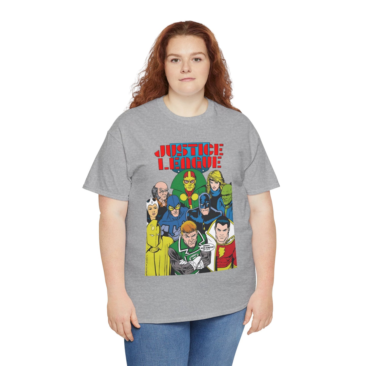 Justice League International T-Shirt - Kevin Maguire Art - JLI - DC Comics - Blue Beetle, Dr Fate, Batman, Mr Miracle, Martian Manhunter - Guy Gardner