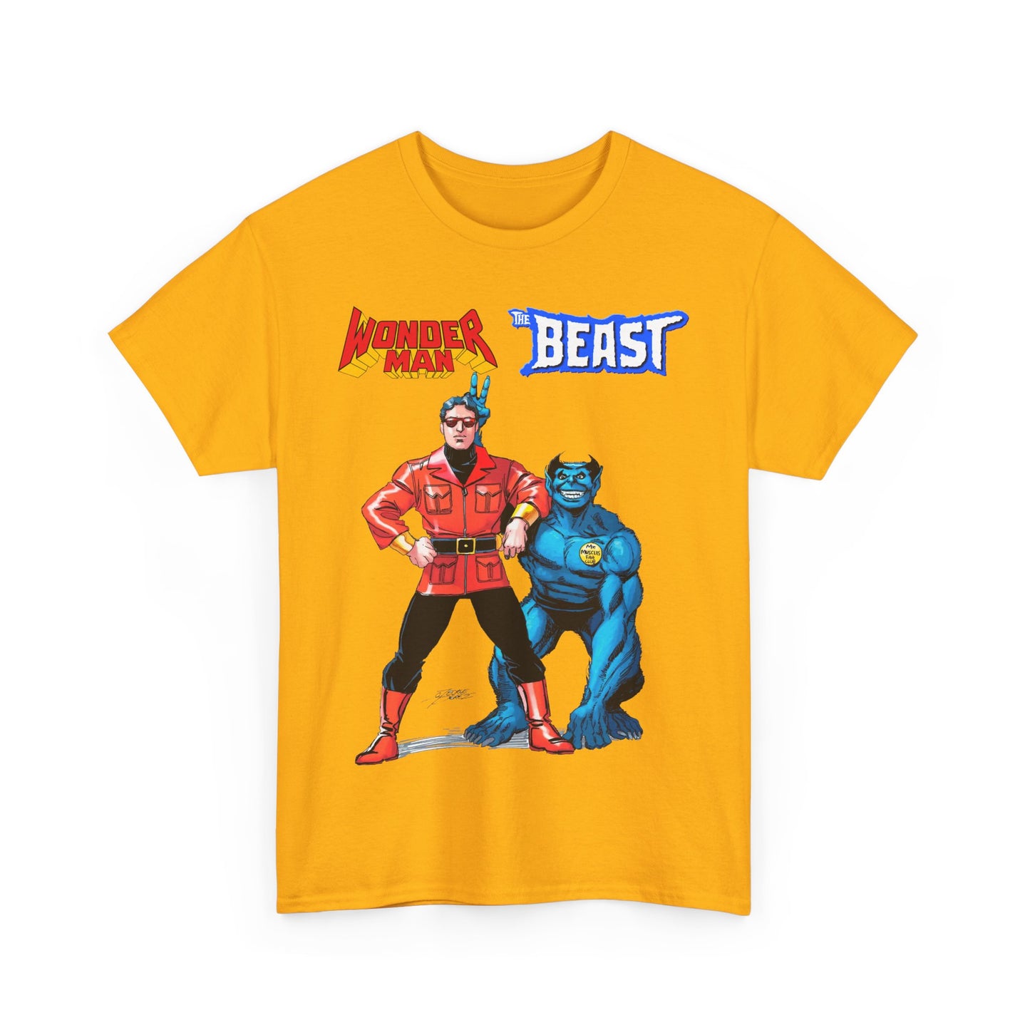 Wonder Man & Beast T-Shirt - George Perez Art - Popular Avengers, X-Men Members - Simon Williams & Hank McCoy - Marvel Comics