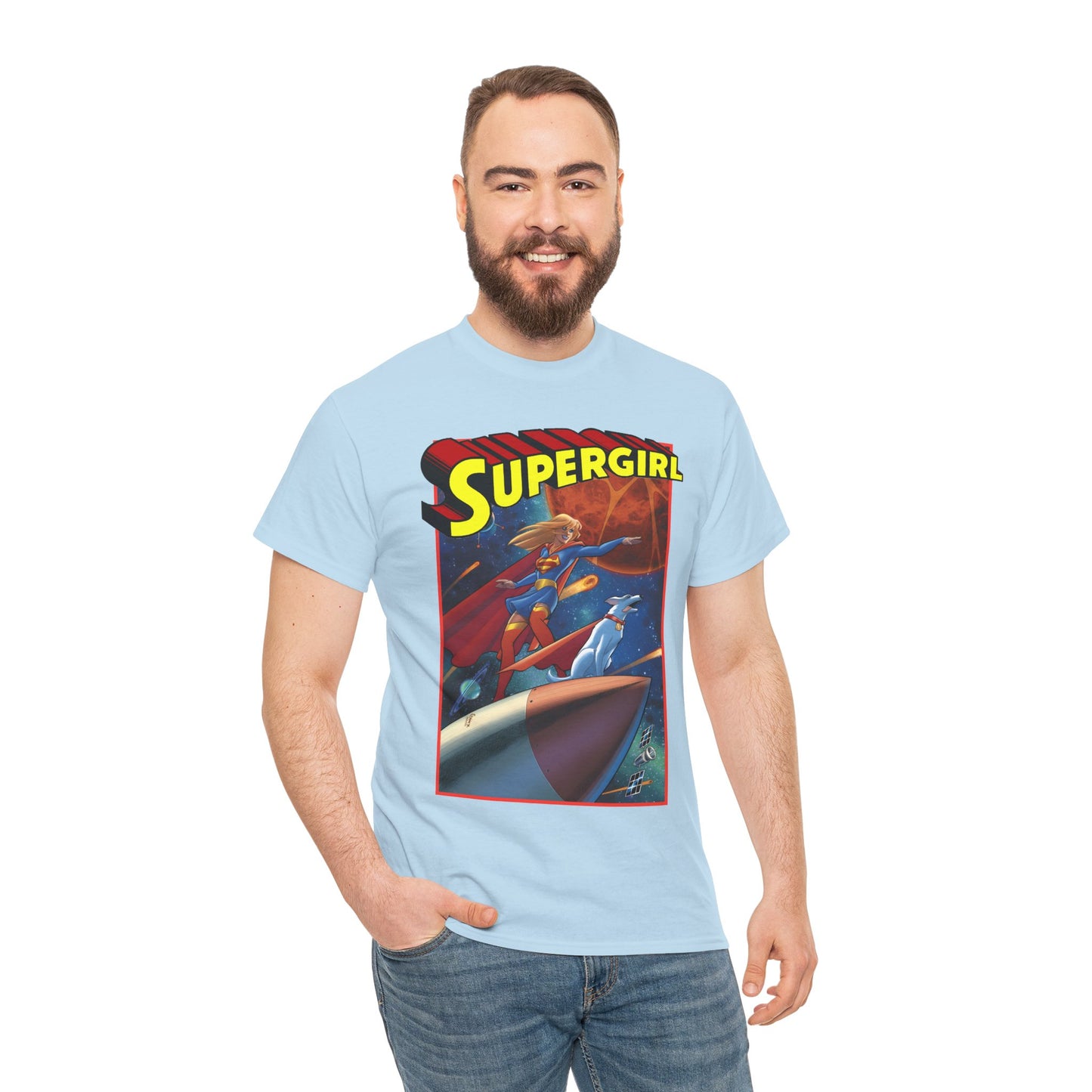 Supergirl & Krypto T-Shirt - Amanda Conner Art - Kara from Krypton - Superman's Pet Superdog - DC Comics