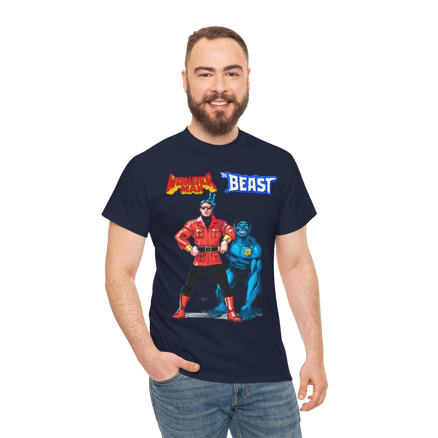 Wonder Man & Beast T-Shirt - George Perez Art - Popular Avengers, X-Men Members - Simon Williams & Hank McCoy - Marvel Comics