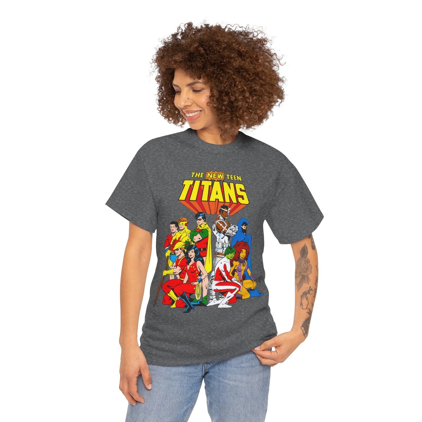 New Teen Titans T-Shirt - George Perez Art - Robin, Wonder Girl, Starfire, Raven, Cyborg, Speedy, Aqualad - DC Comics