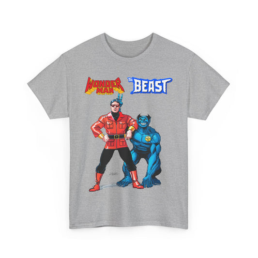 Wonder Man & Beast T-Shirt - George Perez Art - Popular Avengers, X-Men Members - Simon Williams & Hank McCoy - Marvel Comics