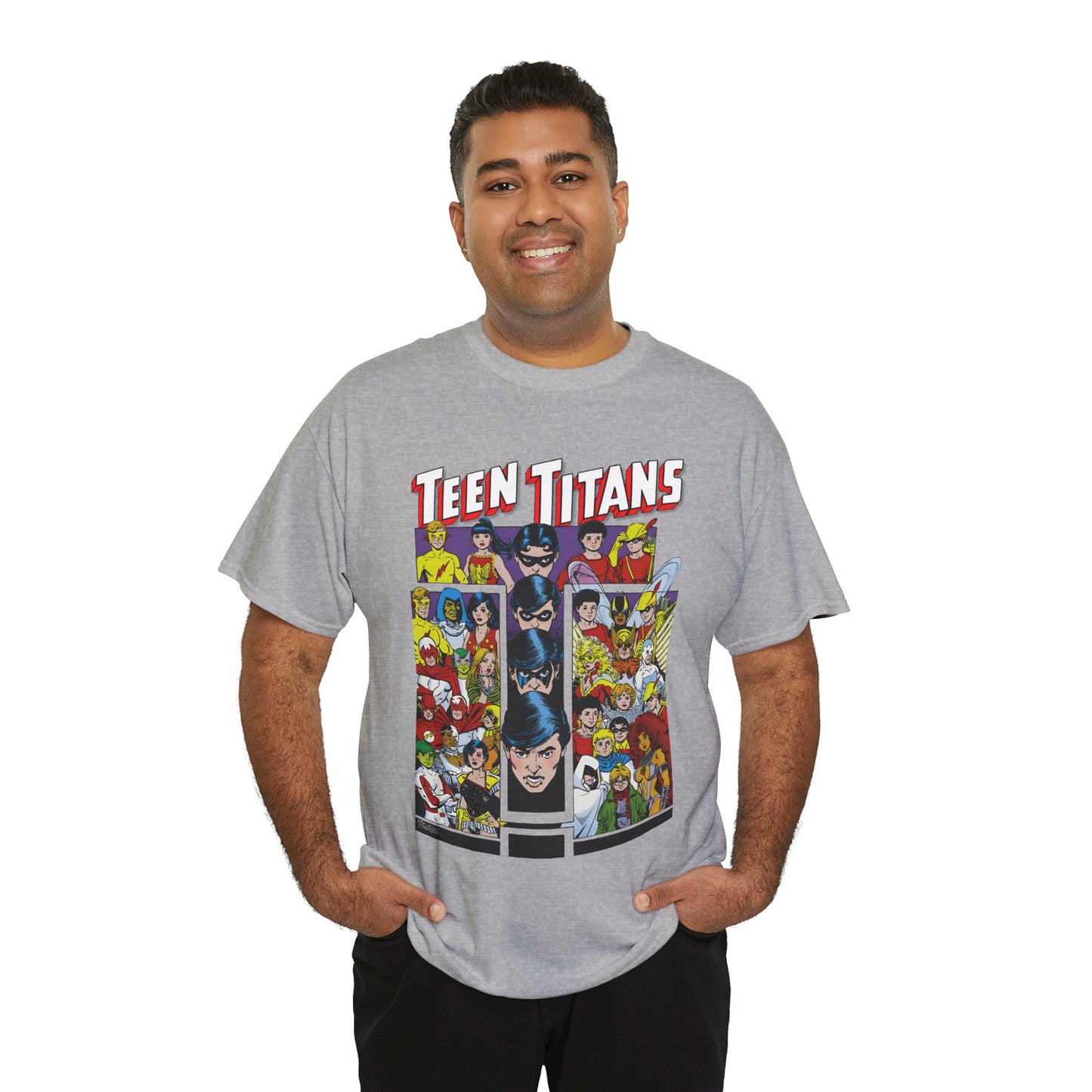 Teen Titans T-Shirt - George Perez Art - Wonder Girl, Bumblebee, Kid Flash, Starfire, Cyborg, Raven, Lilith, Flash, Hawn & Dove, Robin - DC Comics