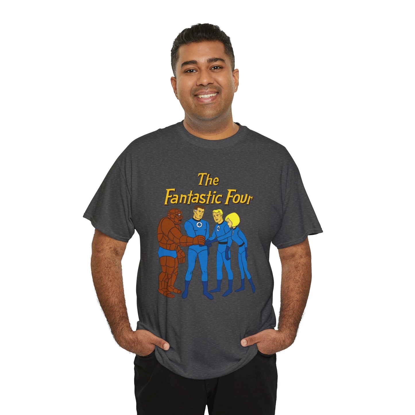 Fantastic Four T-Shirt - Hanna-Barbera 1960s Cartoon - Human Torch, The Thing, Invisible Woman - Marvel Comics