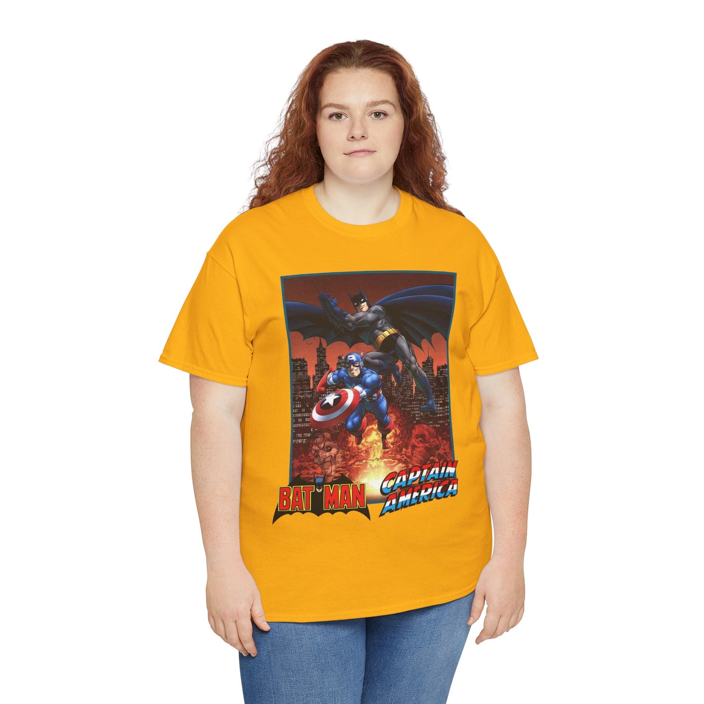 Batman & Captain America T-Shirt - John Byrne Art - Joker & Red Skull - Marvel & DC Comics Crossover Art