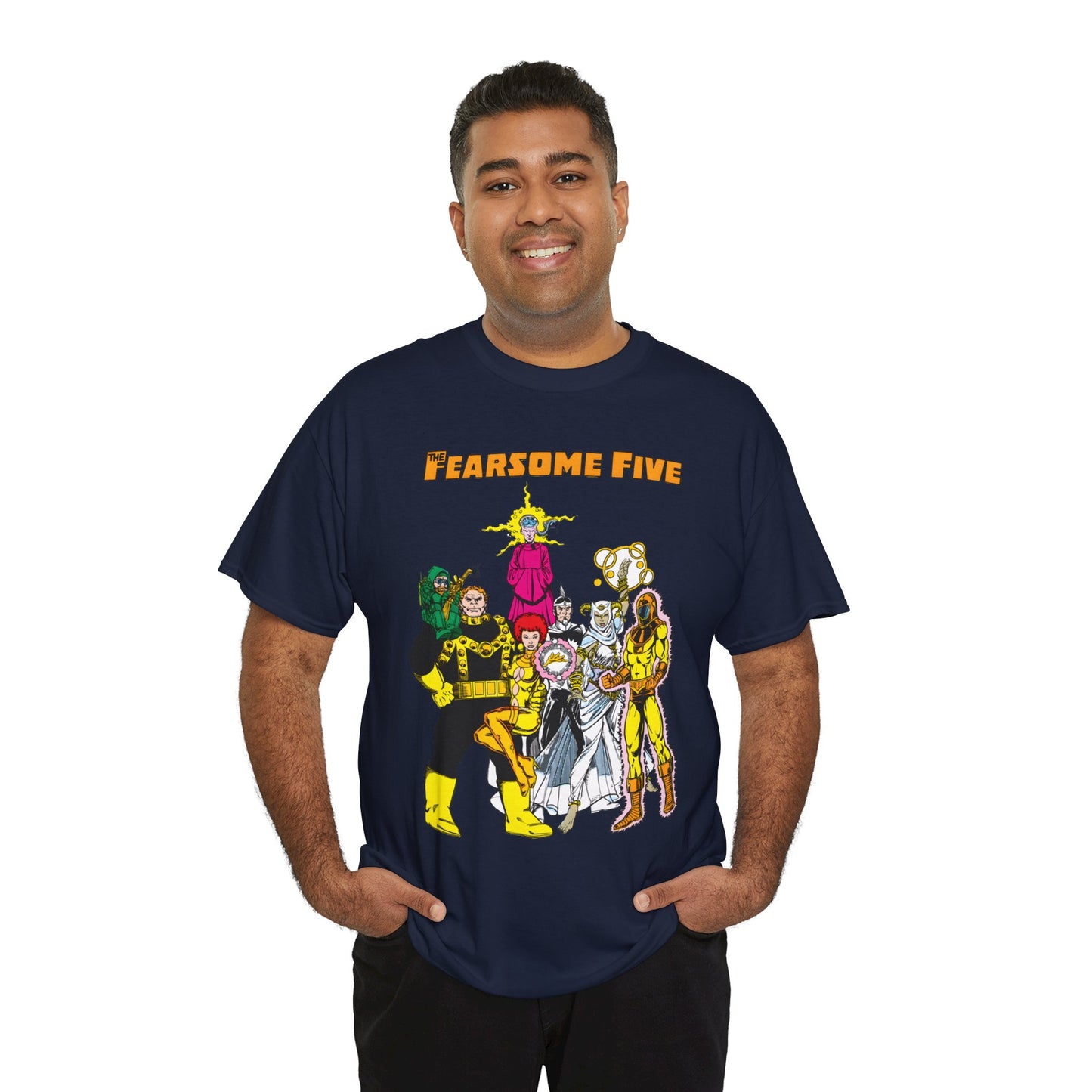 Fearsome Five T-Shirt - George Perez Art - Dr Light, Shimmer, Mammoth, Gizmo, Psimon, Jinx, Neutron - Who's Who Art - DC Comics