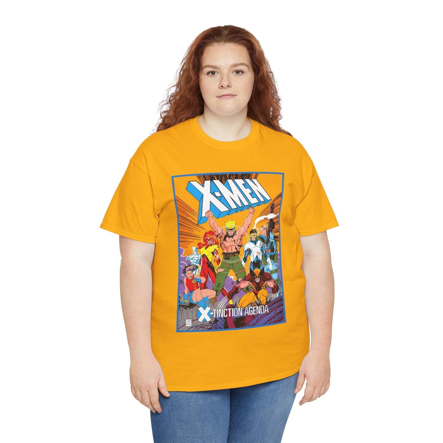 Uncanny X-Men T-Shirt - Jim Lee Art - Wolverine, Cyclops, Jean Grey, Cable, Iceman, Havok, Jubilee - X-Tinction Agenda - Marvel Comics