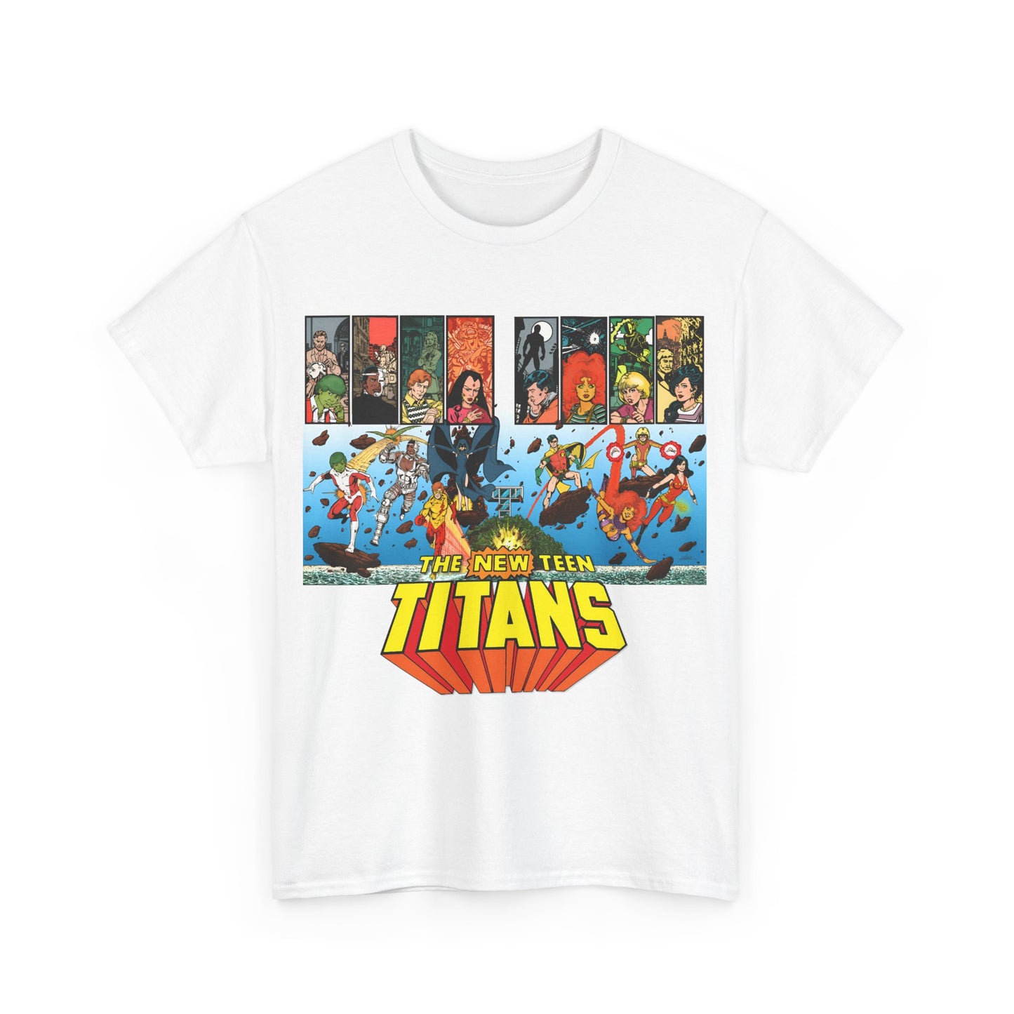New Teen Titans T-Shirt - George Perez Art - Robin, Wonder Girl, Cyborg, Raven, Starfire, Kid Flash - DC Comics
