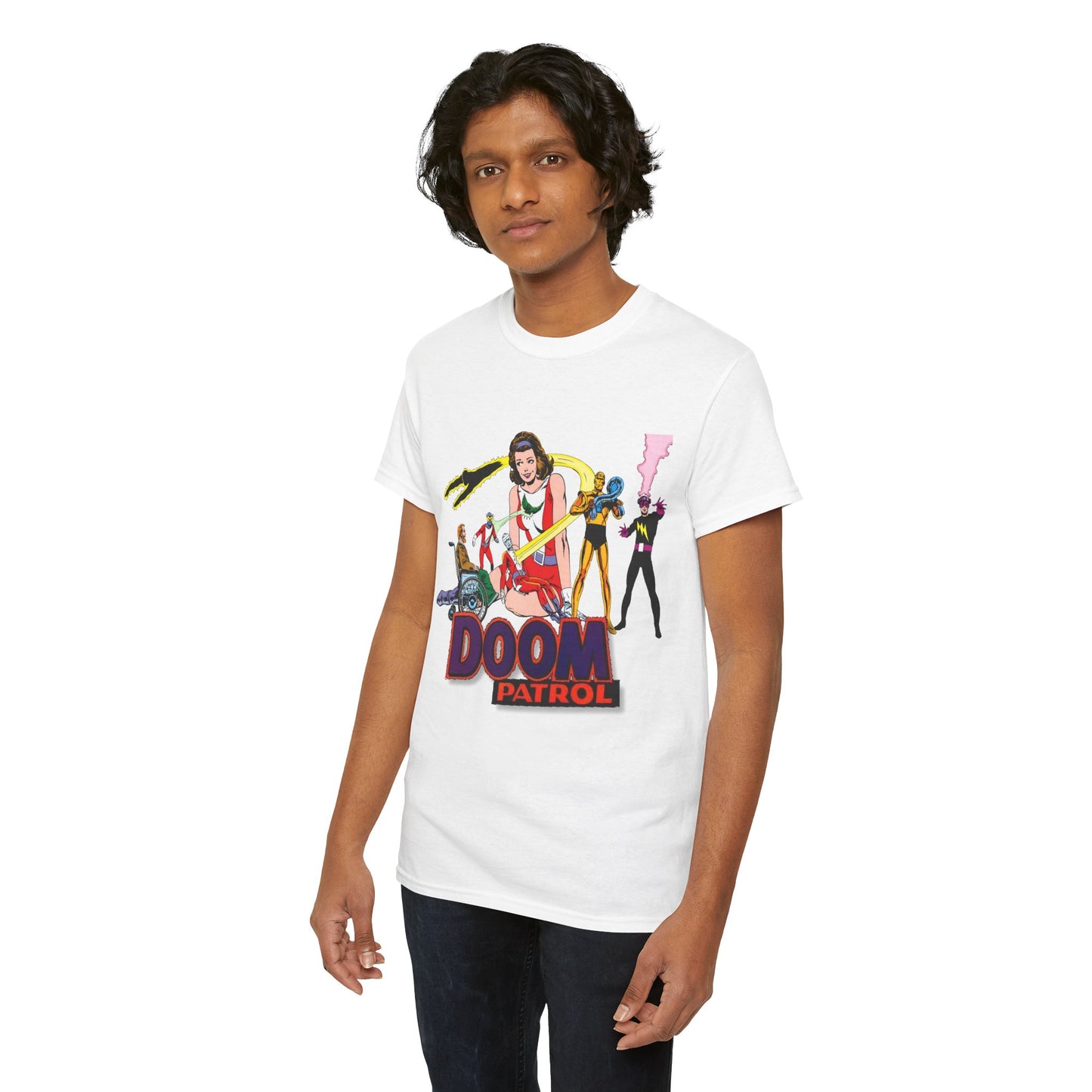 Doom Patrol T-Shirt - John Byrne Art - DC Comics Who's Who Art - Beast Boy, Robotman, Mento, Elasti-Girl, Negative Man, The Chief