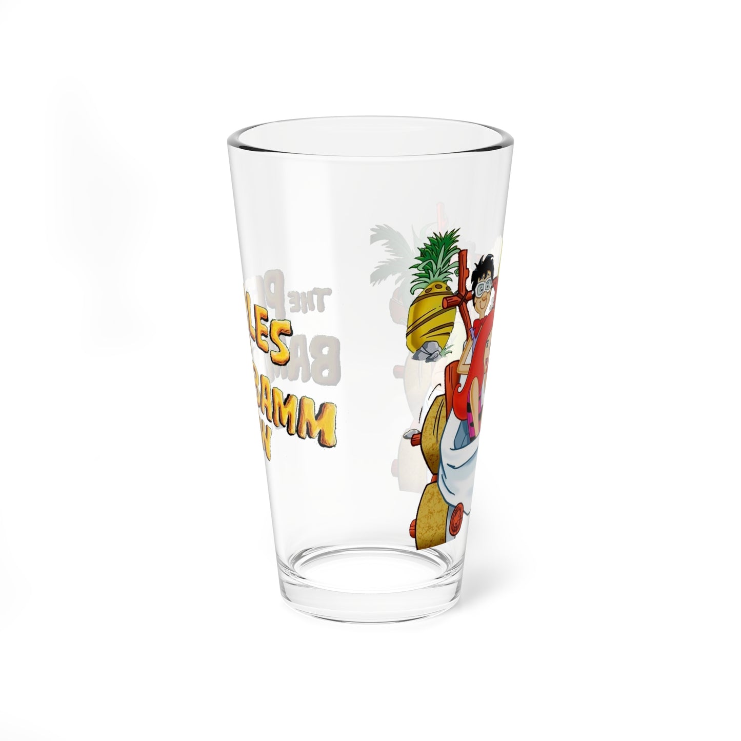 Pebbles & Bamm-Bamm Pint Glass, 16oz - Hanna-Barbera 1970s Saturday Morning Cartoon - Bedrock Teenagers - The Flintstones & The Rubbles
