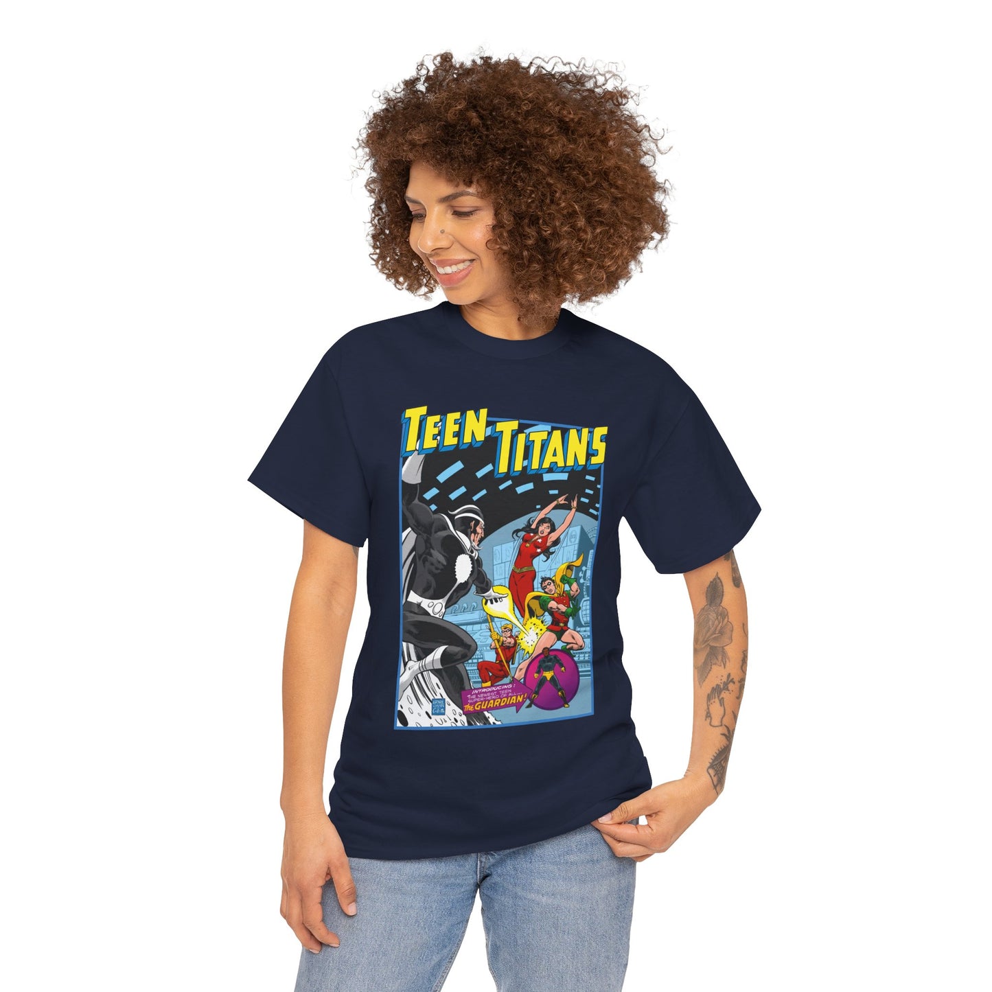 Teen Titans T-Shirt - Bronze Age DC Comics - Dr Light, Wonder Girl, Robin, Mal, Guardian, Speedy - Ernie Chan Cover Art from Issue #44