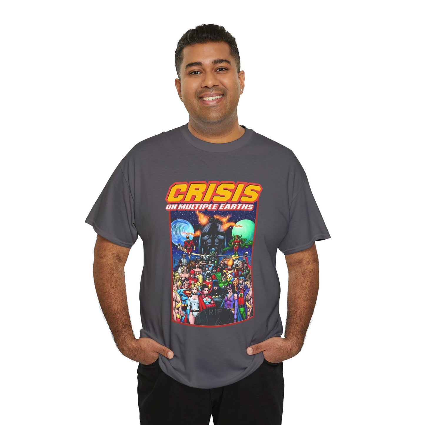 Crisis on Multiple Earths T-Shirt - George Perez Art - JSA & JLA Team-ups - Superman, Batman, Zatanna, Huntress, Power Girl, Hawkman, New Gods, Darkseid - DC Comics