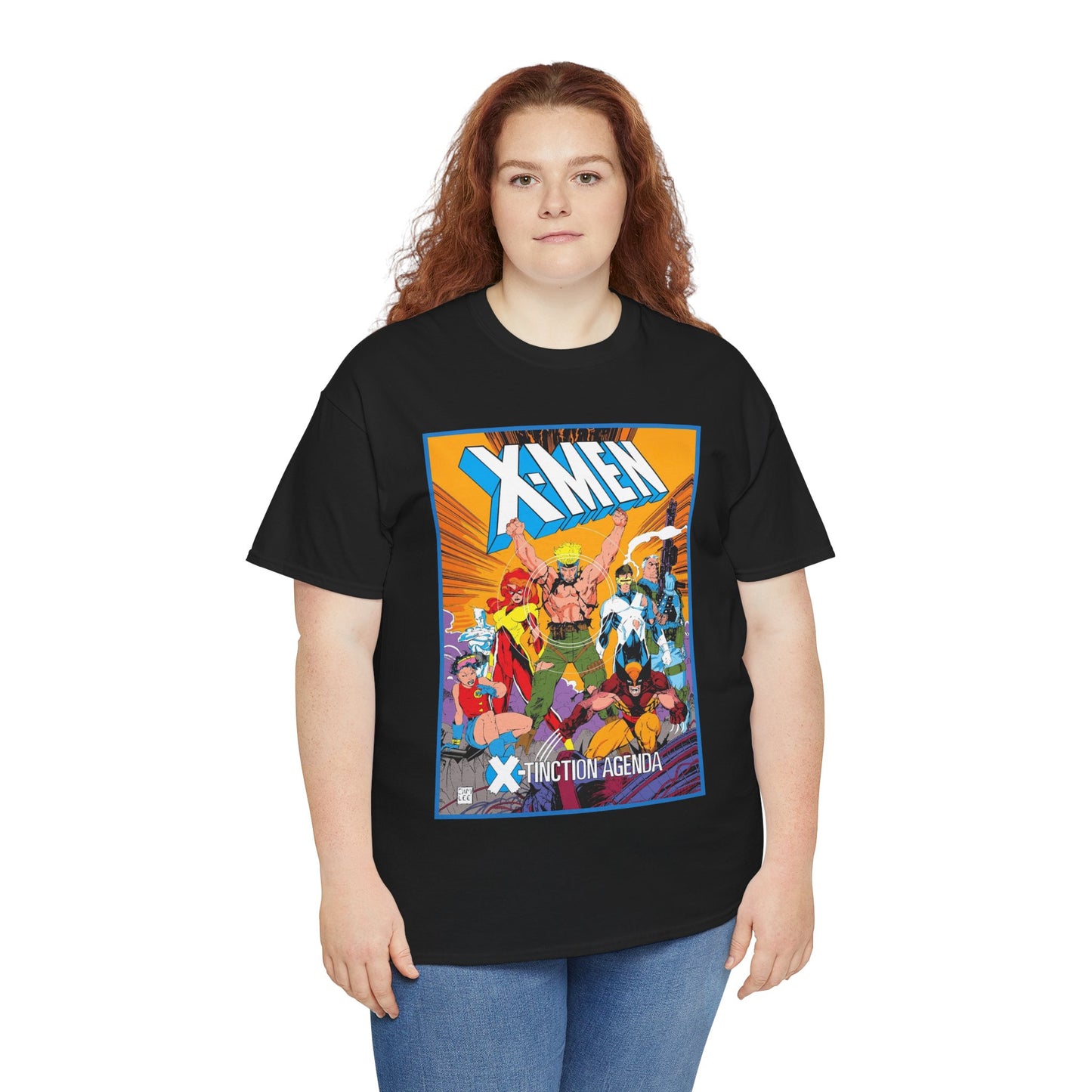 Uncanny X-Men T-Shirt - Jim Lee Art - Wolverine, Cyclops, Jean Grey, Cable, Iceman, Havok, Jubilee - X-Tinction Agenda - Marvel Comics