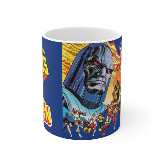 New Teen Titans, Uncanny X-Men Coffee Mug, 11oz - DC & Marvel Comics Crossover - Walt Simonson Art - Cyclops, Wolverine, Dark Phoenix, Cyborg, Raven, Darkseid