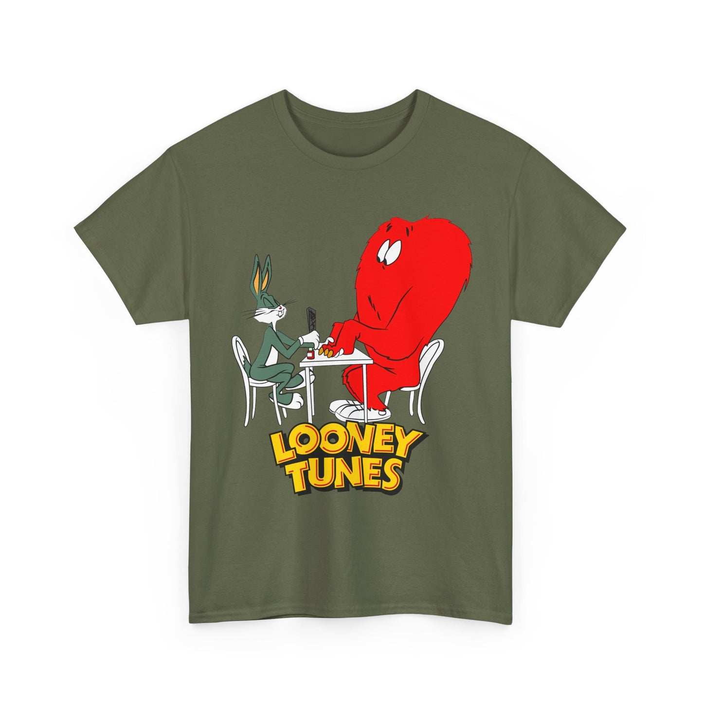 Bugs Bunny & Gossamer T-Shirt - Looney Tunes Cartoon - Popular Halloween Monster Getting a Manicure - Funny, Humorous Image