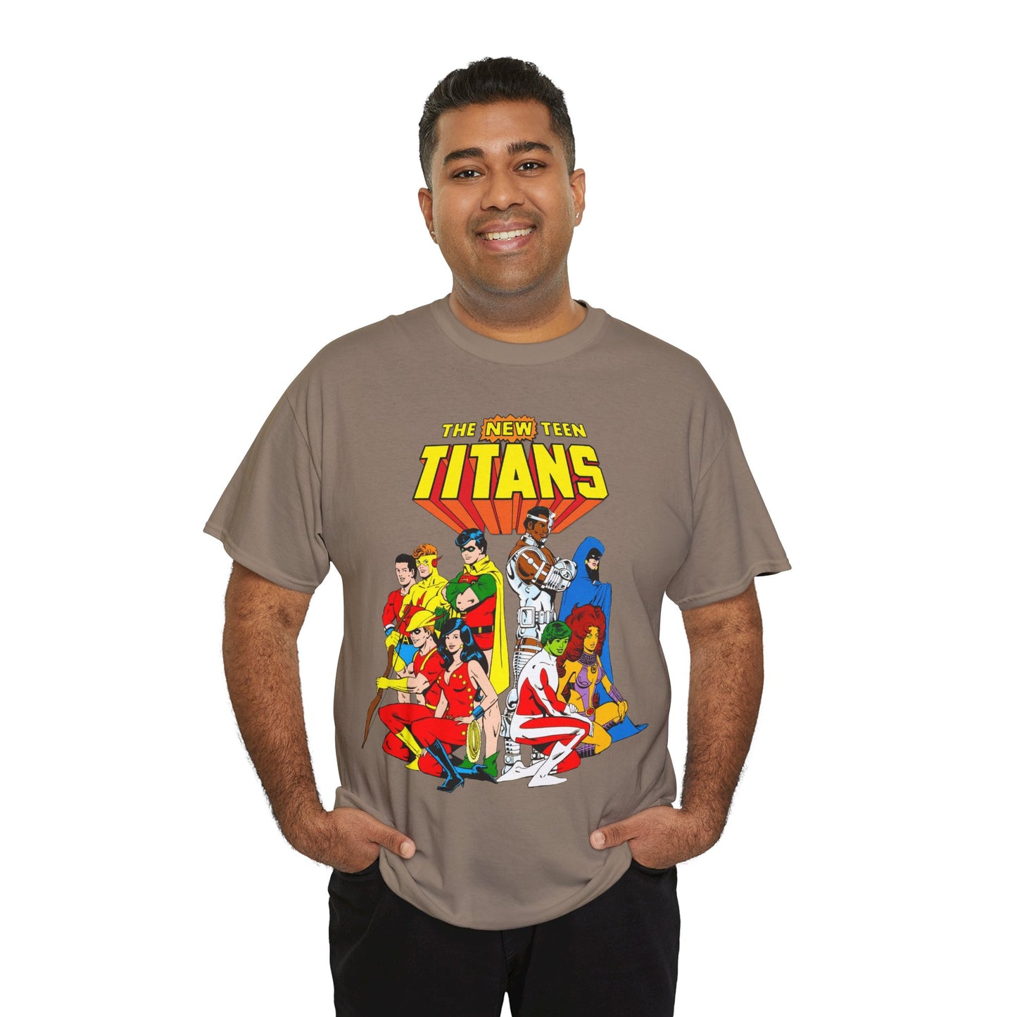 New Teen Titans T-Shirt - George Perez Art - Robin, Wonder Girl, Starfire, Raven, Cyborg, Speedy, Aqualad - DC Comics