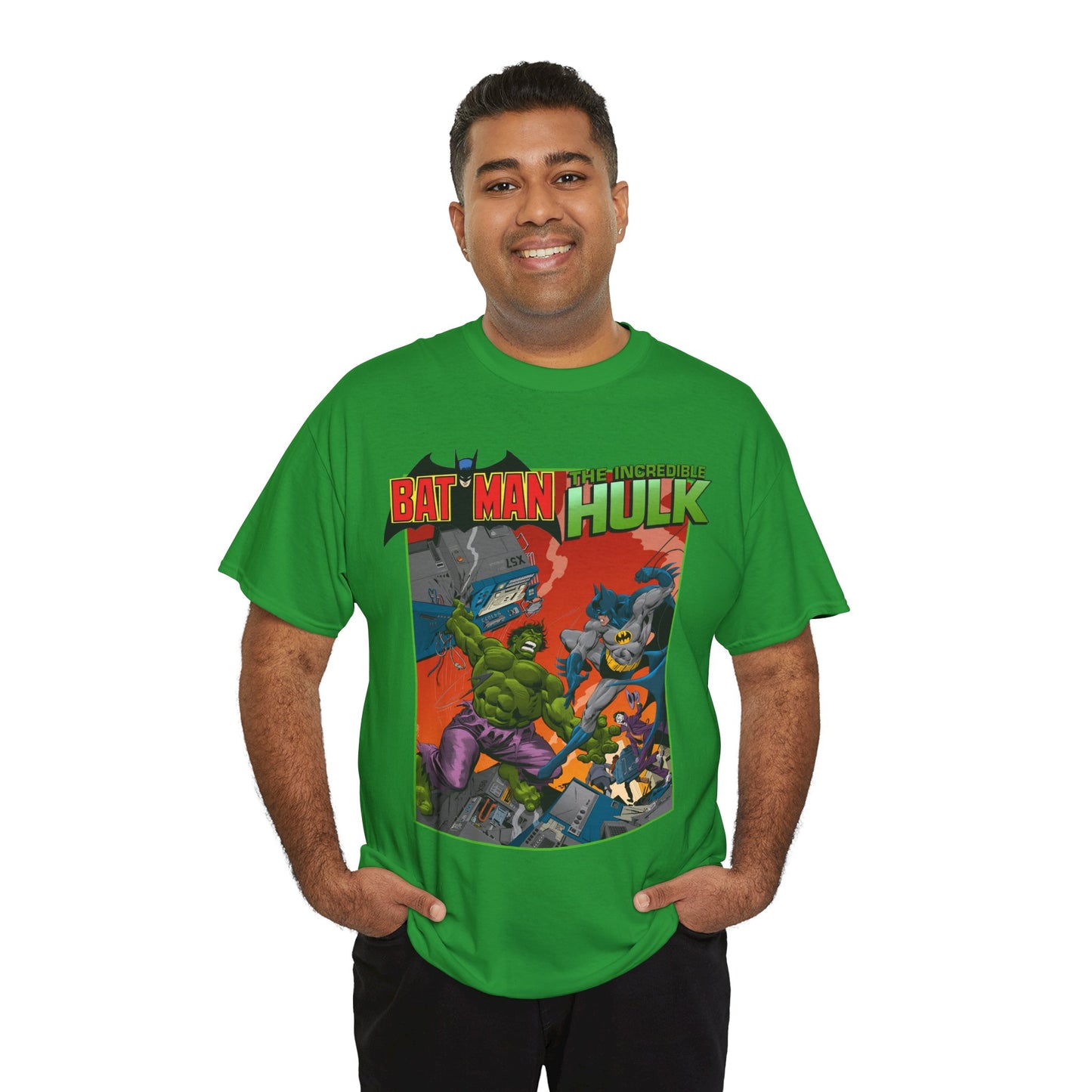 Batman Vs Incredible Hulk T-Shirt - DC Comics & Marvel - Joker - 1970s Team-Up