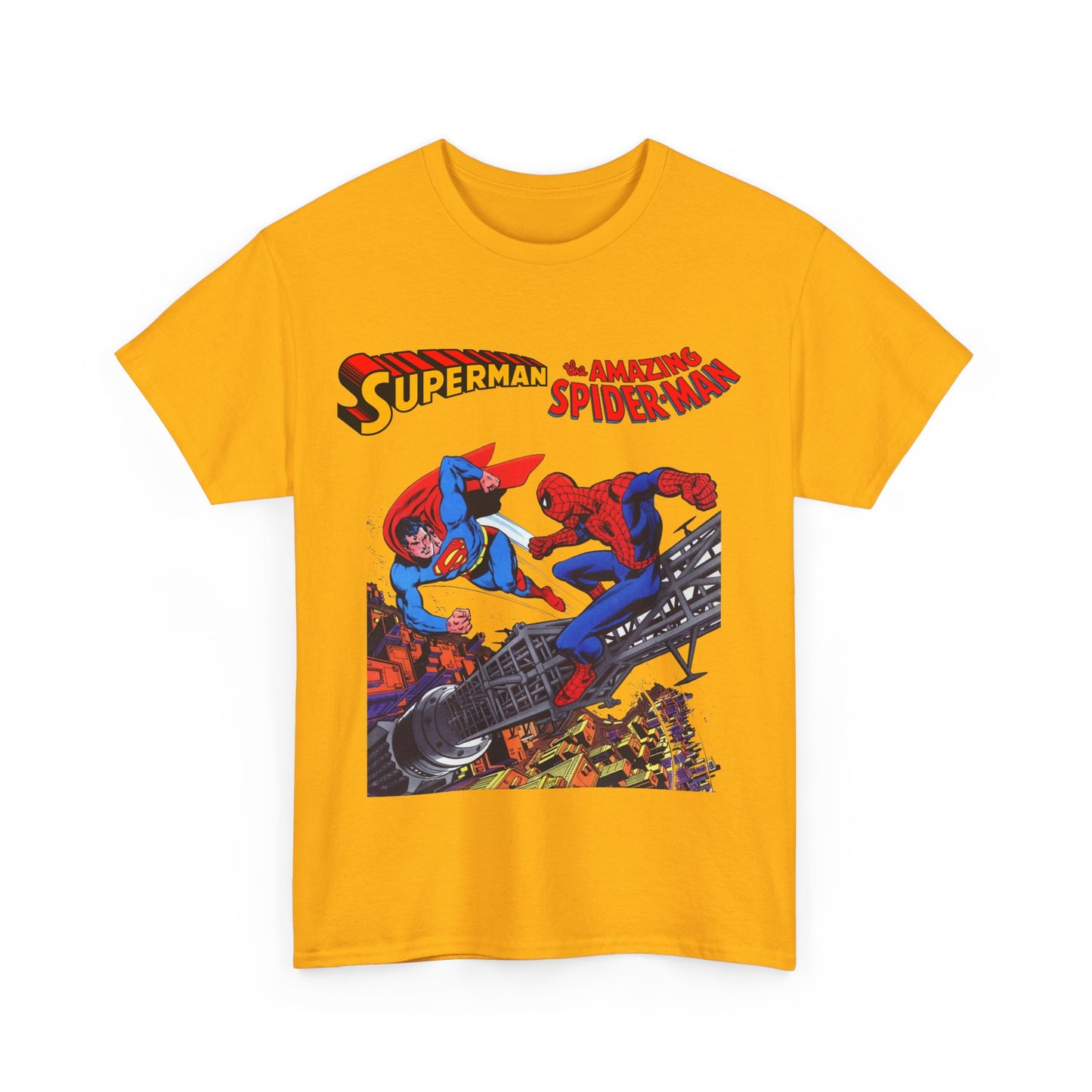 Superman & Amazing Spider-Man T-Shirt - DC/Marvel Comics Crossover - 1970s - Clark Kent & Peter Parker